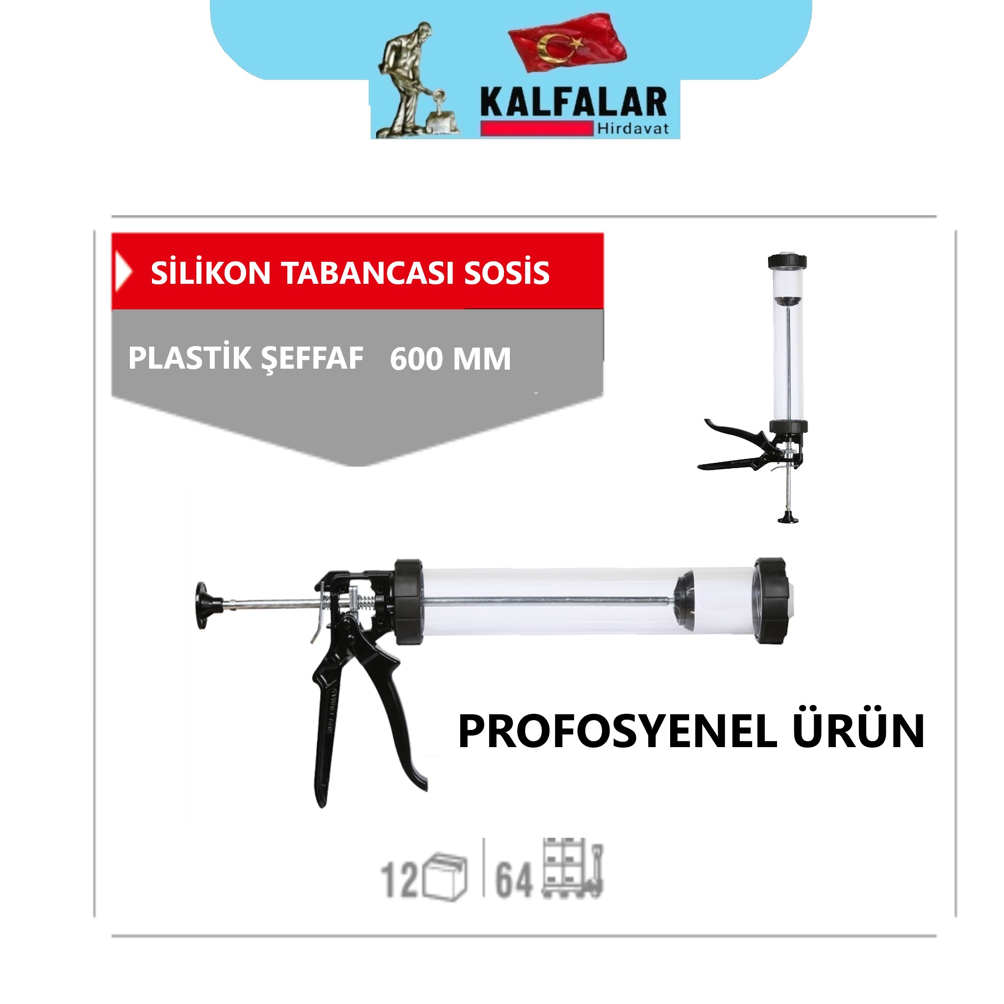 SOSİS TABANCASI 600 MM PLASTİK ŞEFFAF PROFOSYENEL