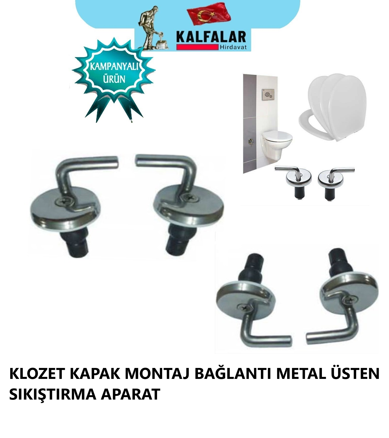 KLOZET KAPAK METAL MONTAJ VİDASI ÜSTEN SIKIŞTIRMA PASLANMAZ