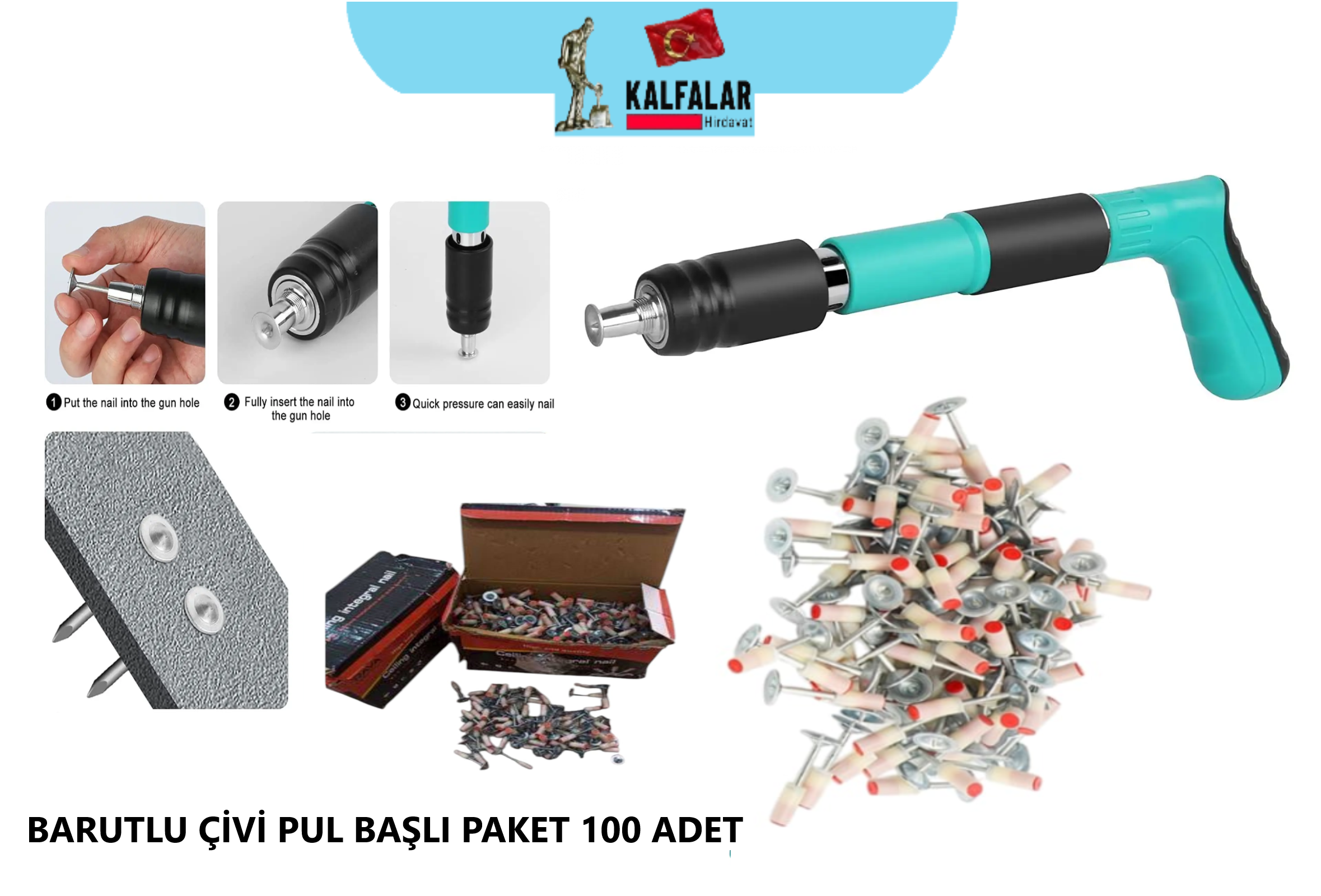 BARUTLU ÇİVİ PUL BAŞLI PAKET 100 ADET