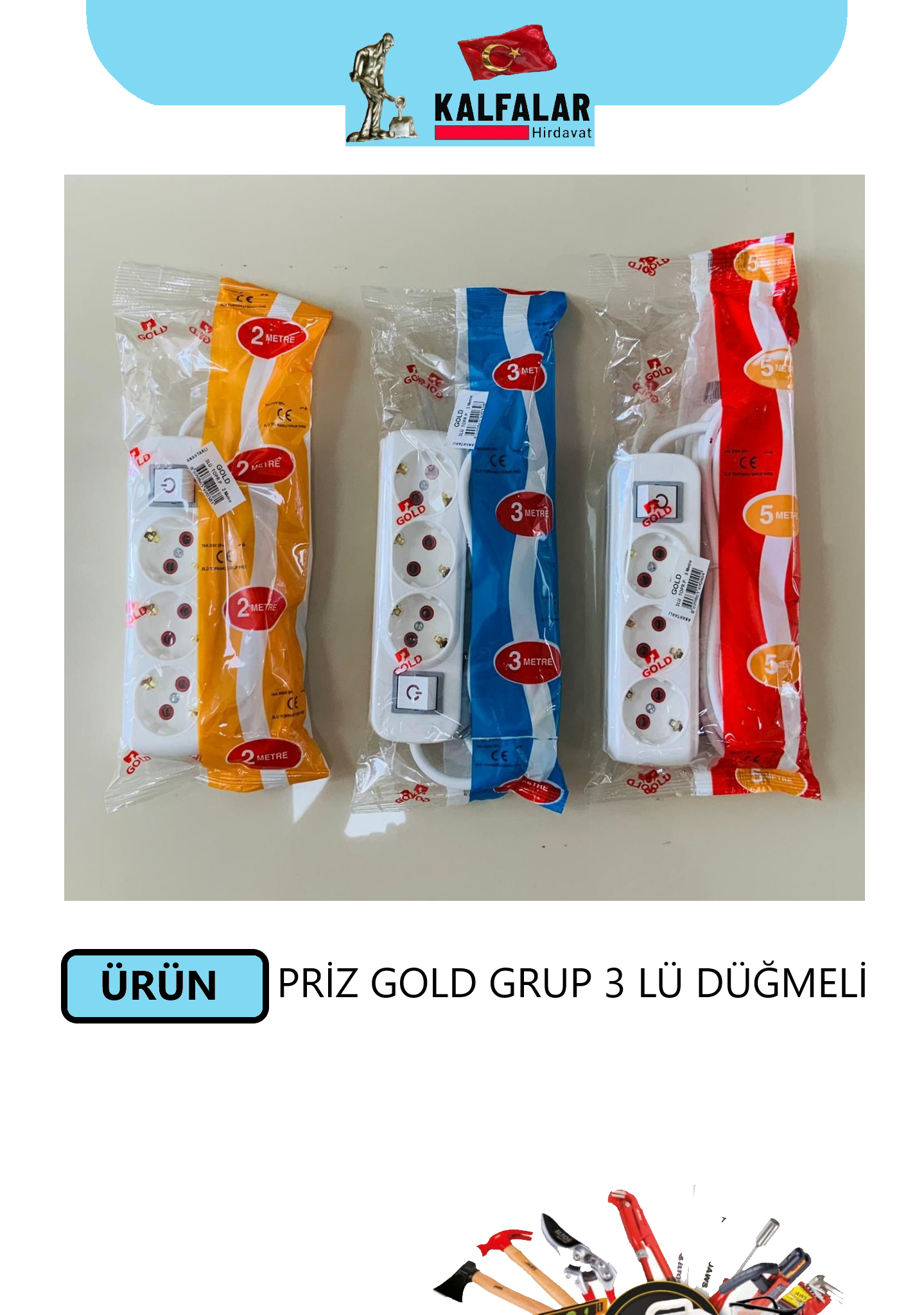 PRİZ GOLD GRUP 3 LÜ 5 METRE DÜĞMELİ