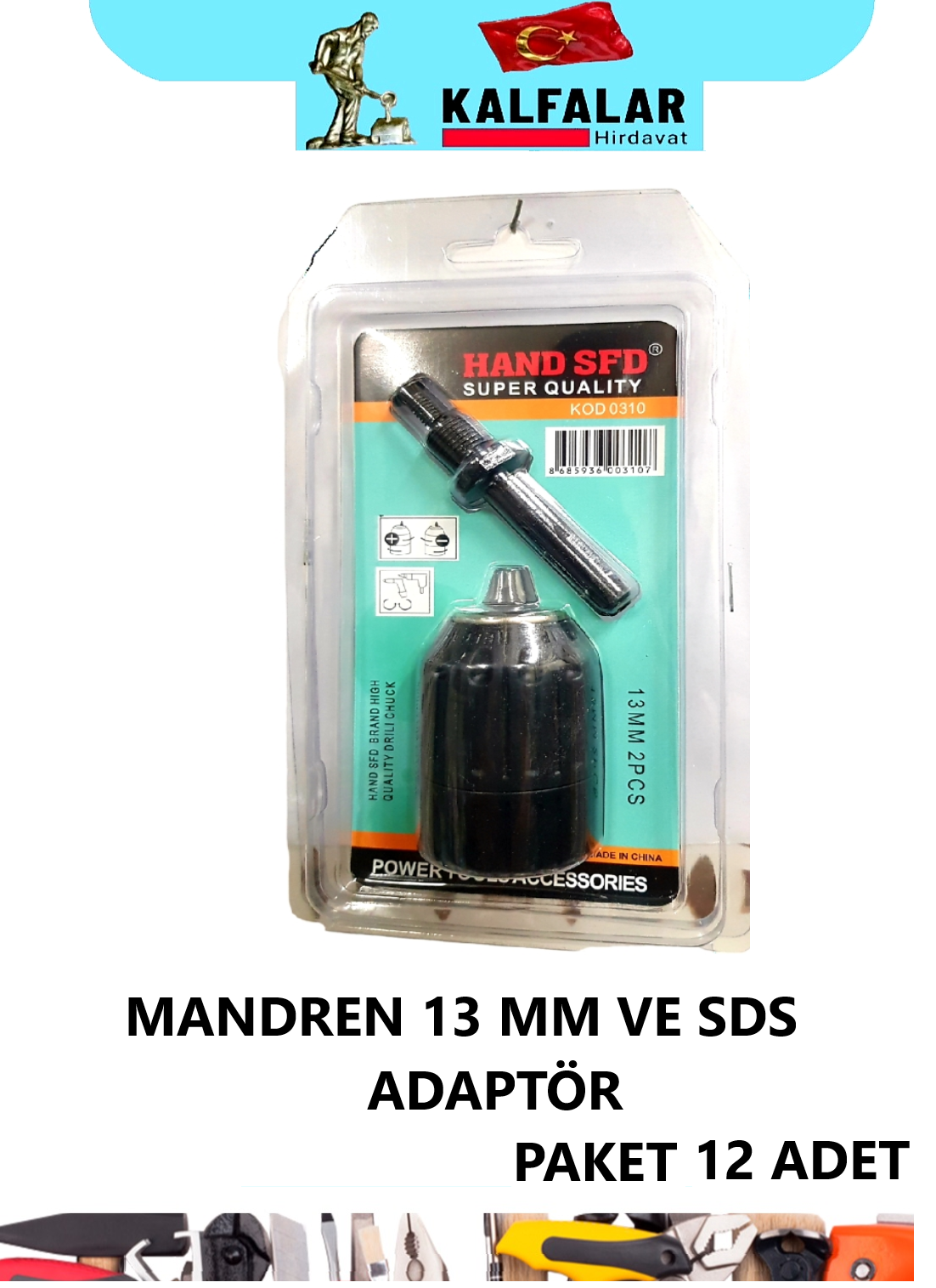 MANDREN MATKAP PLASTİK 13 MM SDS ADAPTÖR SET
