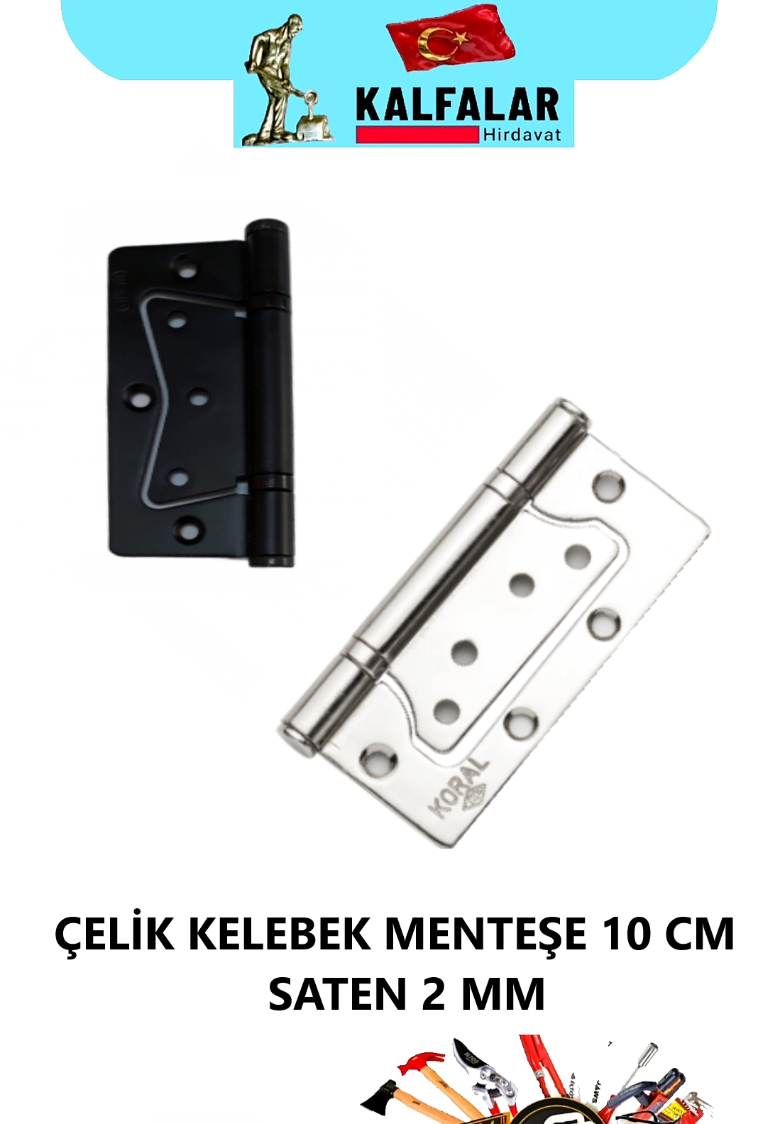 ÇELİK KELEBEK YÖNSÜZ MENTEŞE SATEN 10 CM 2 MM 