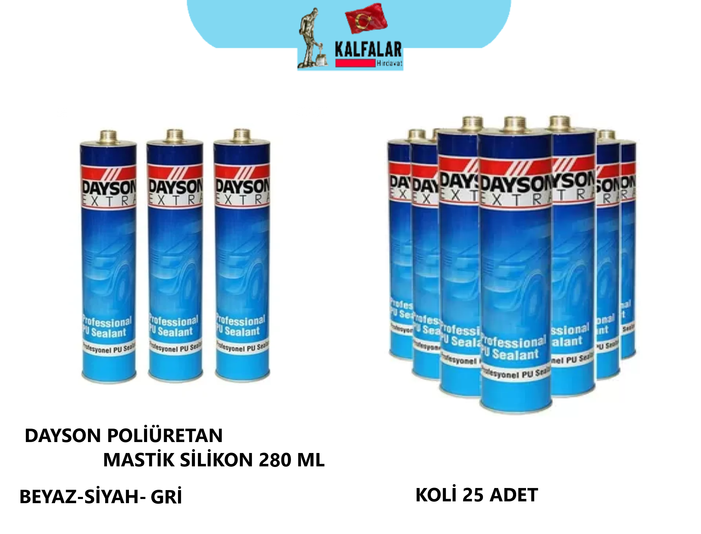DAYSON  POLİÜRETAN MASTİK SİLİKON 280 ML GRİ