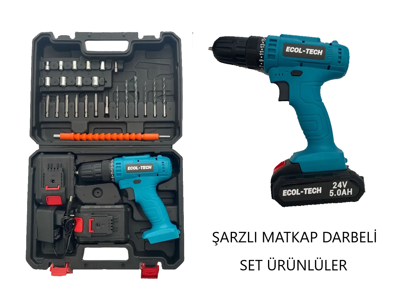 ŞARZLI MATKAP 21 WAT 3AH DARBELİ 24 PCS SETLİ 13 MM 