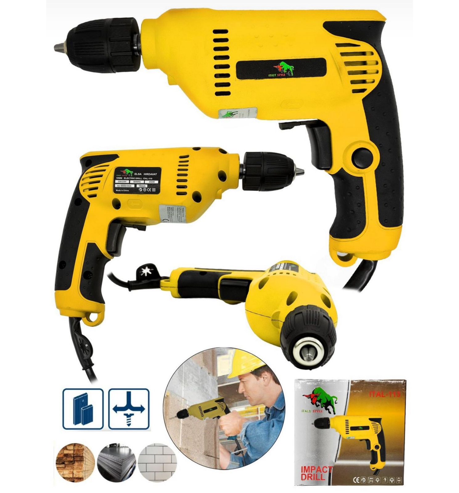 MATKAP VİDALAMA 10 MM 450 WAT ELSA İTAL-110