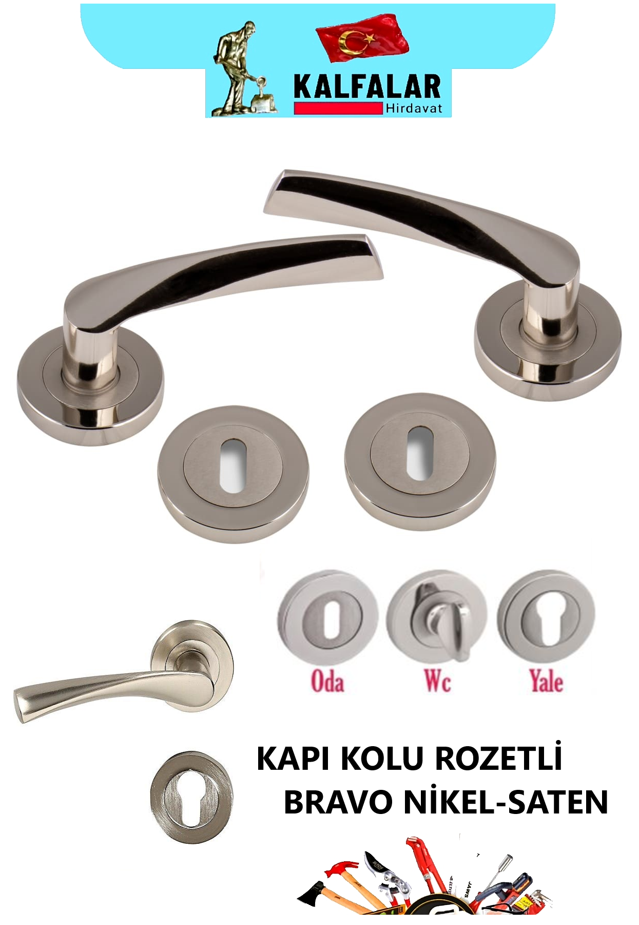 KAPI KOLU ROZETLİ  BRAVO NİKEL-SATEN WC