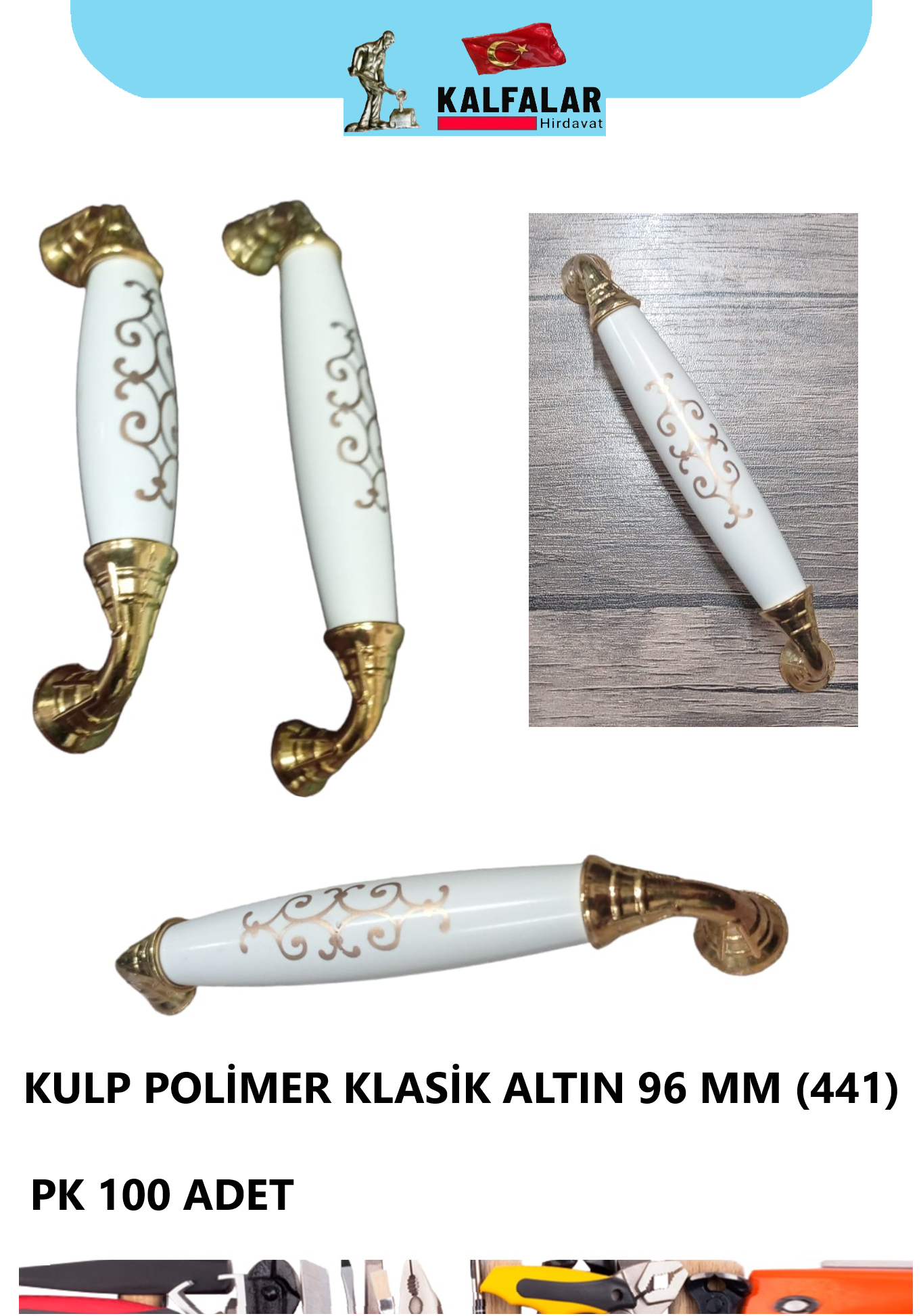 KULP POLİMER KLASİK 96 MM MOTİF ALTIN (441)