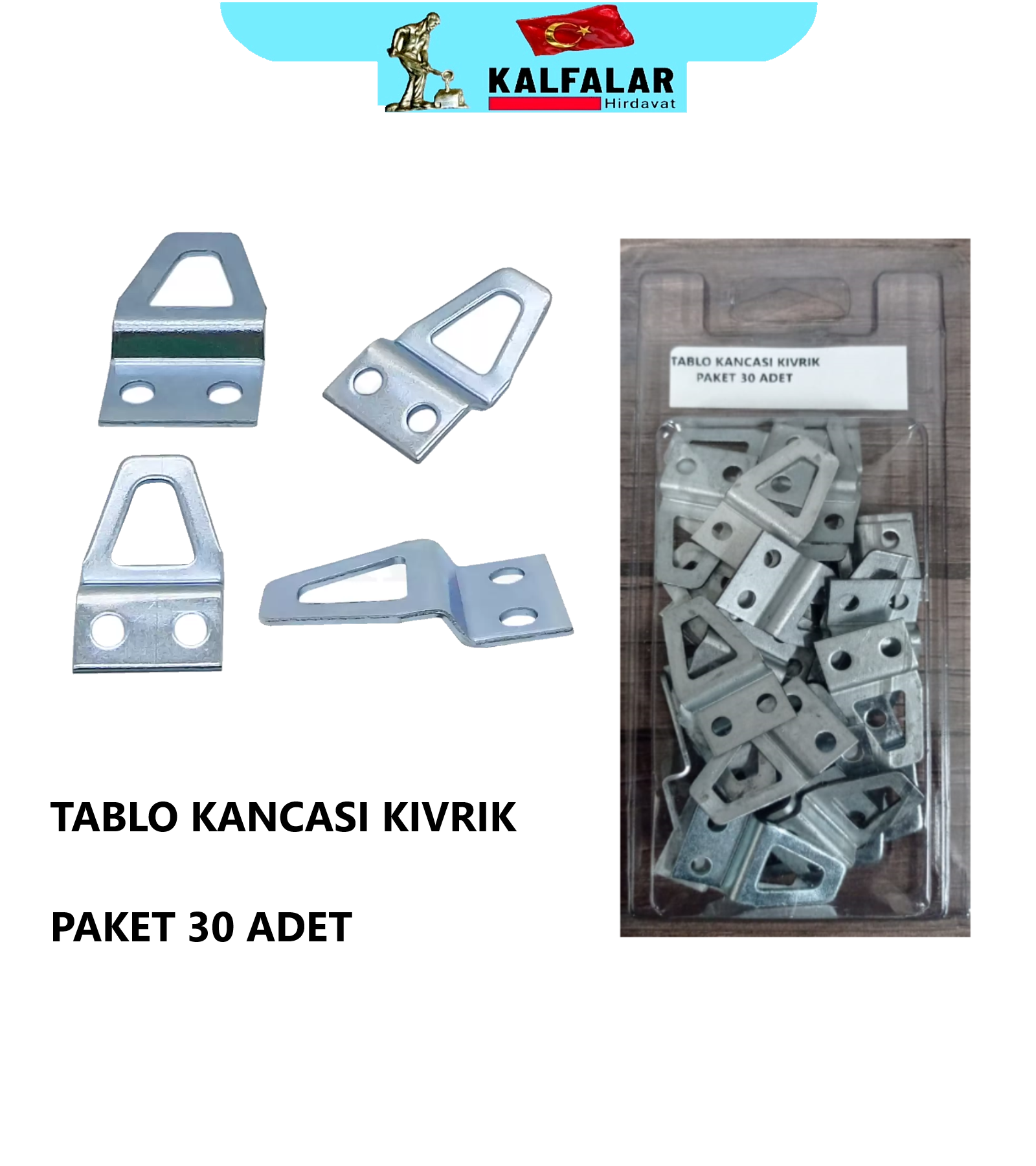 ÇERÇEVE TABLO KANCASI KIVRIK SAÇ 18 MMX32 MM PK 30 ADET
