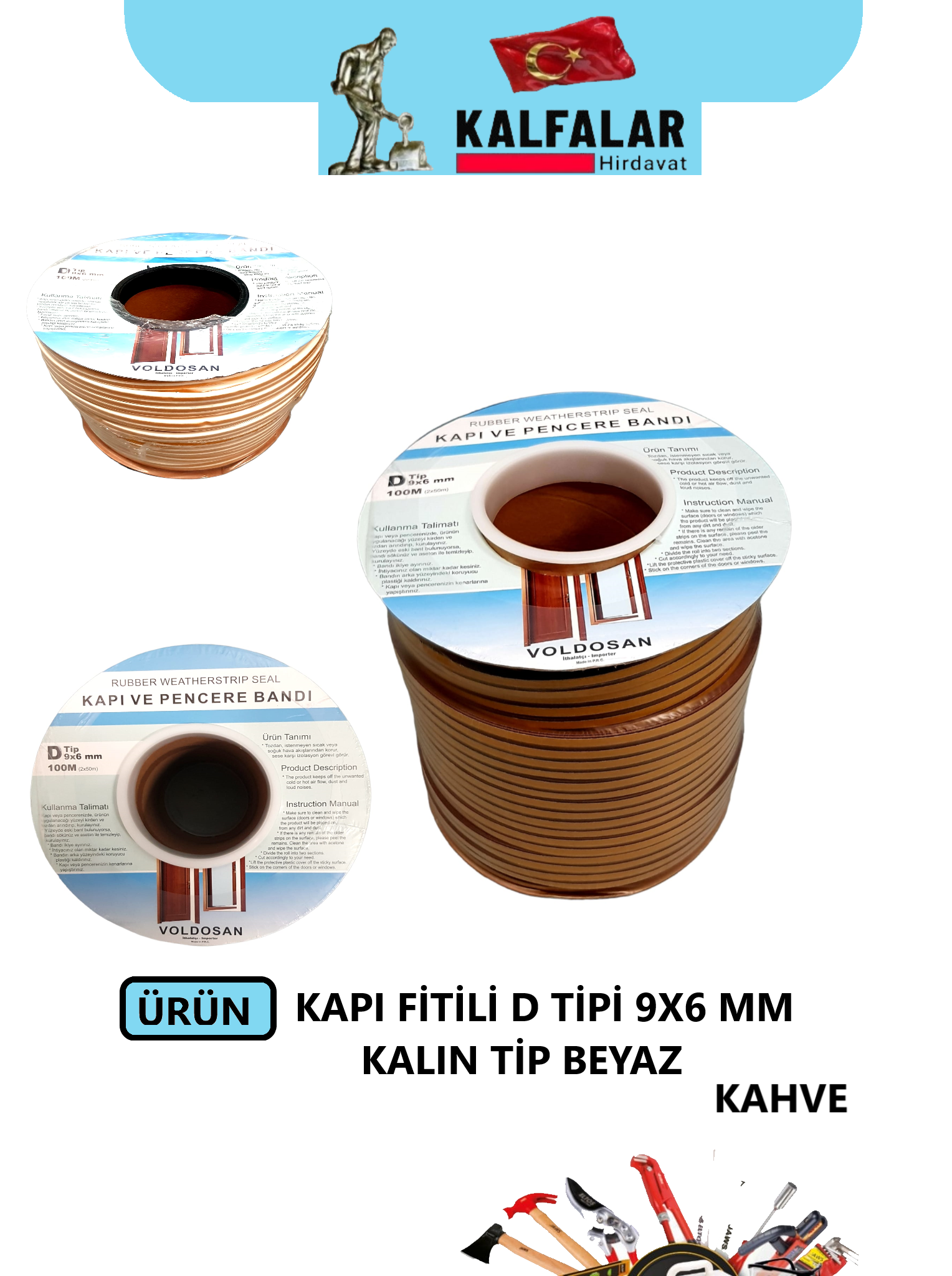 KAPI FİTİLİ D TİPİ 9X6 MM 50 MTR NET KALIN KAHVE