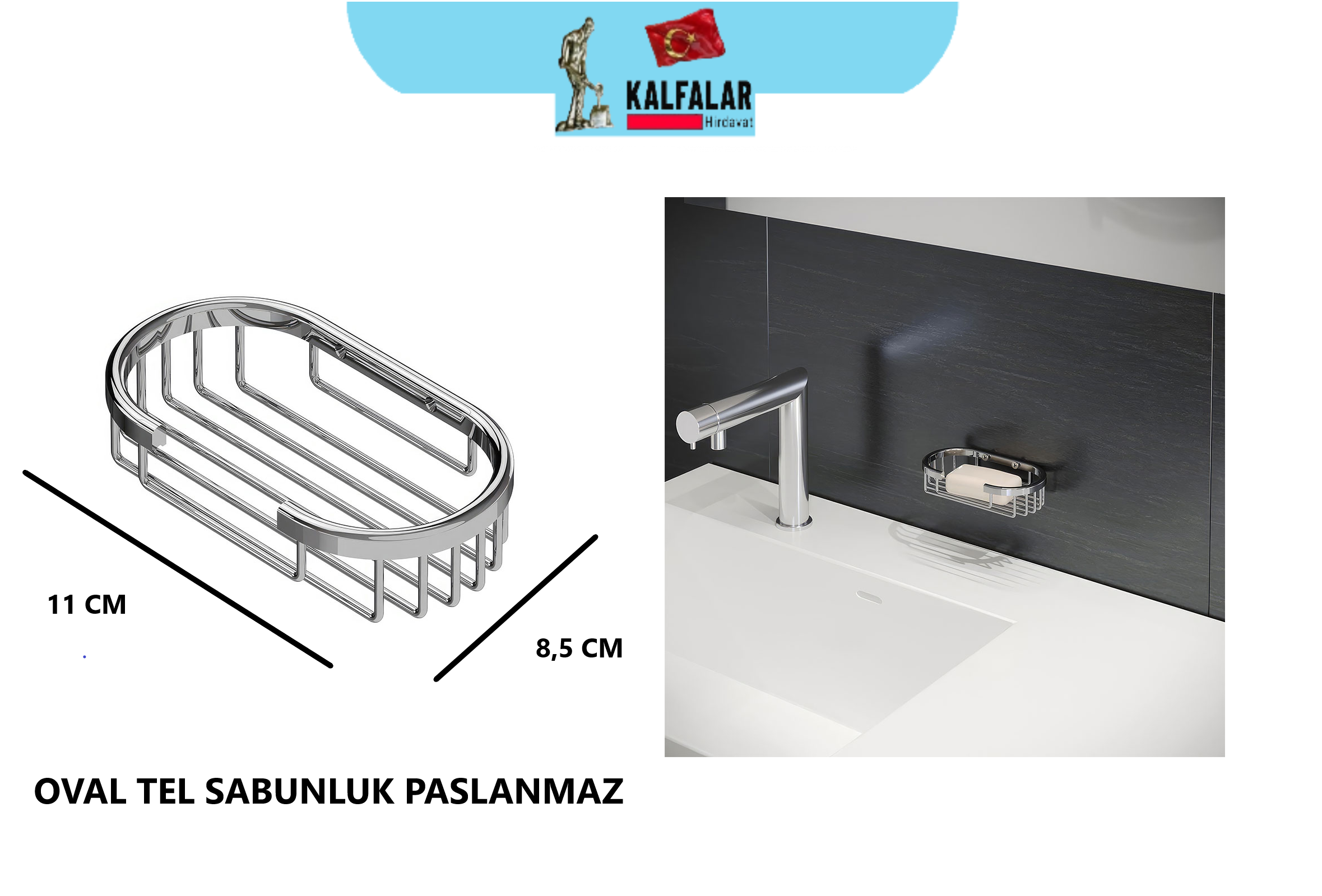 OVAL TEL SABUNLUK PASLANMAZ 1NCİ KALİTE 11X8.5 CM