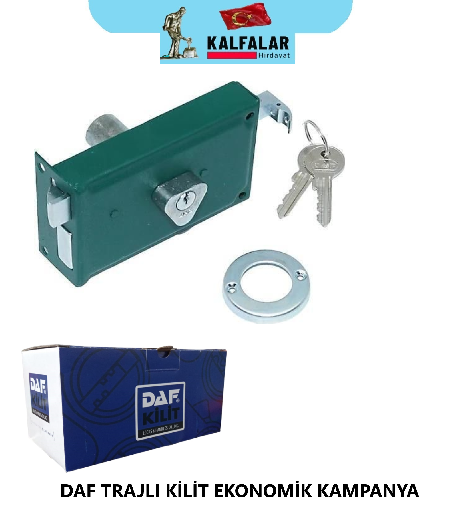 KAPI KİLİDİ TRAJLI DAF NO.14 KARŞILIKSIZ KARE MODEL