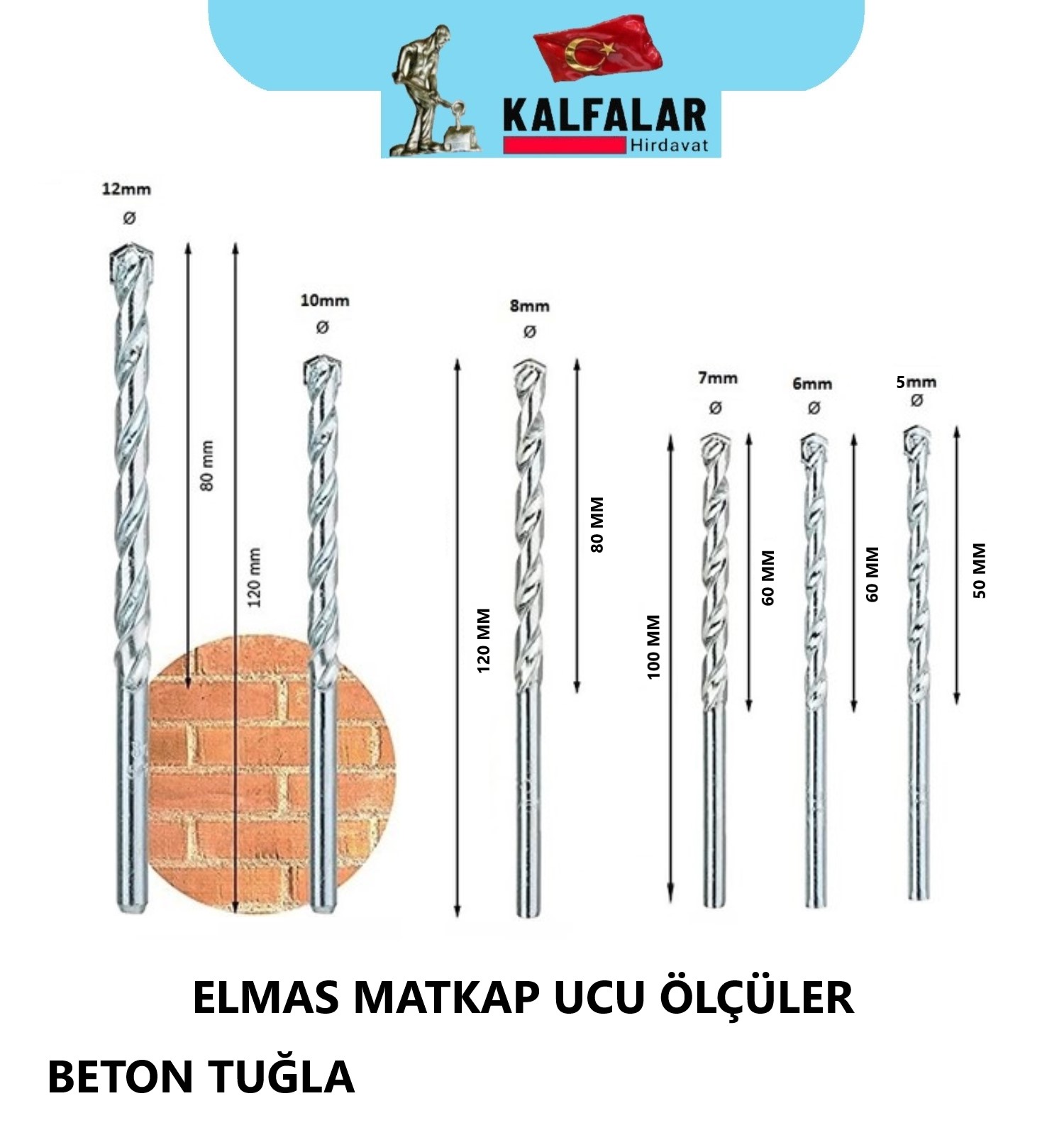 ELMAS MATKAP UÇ BETON TUĞLA 06 MM 