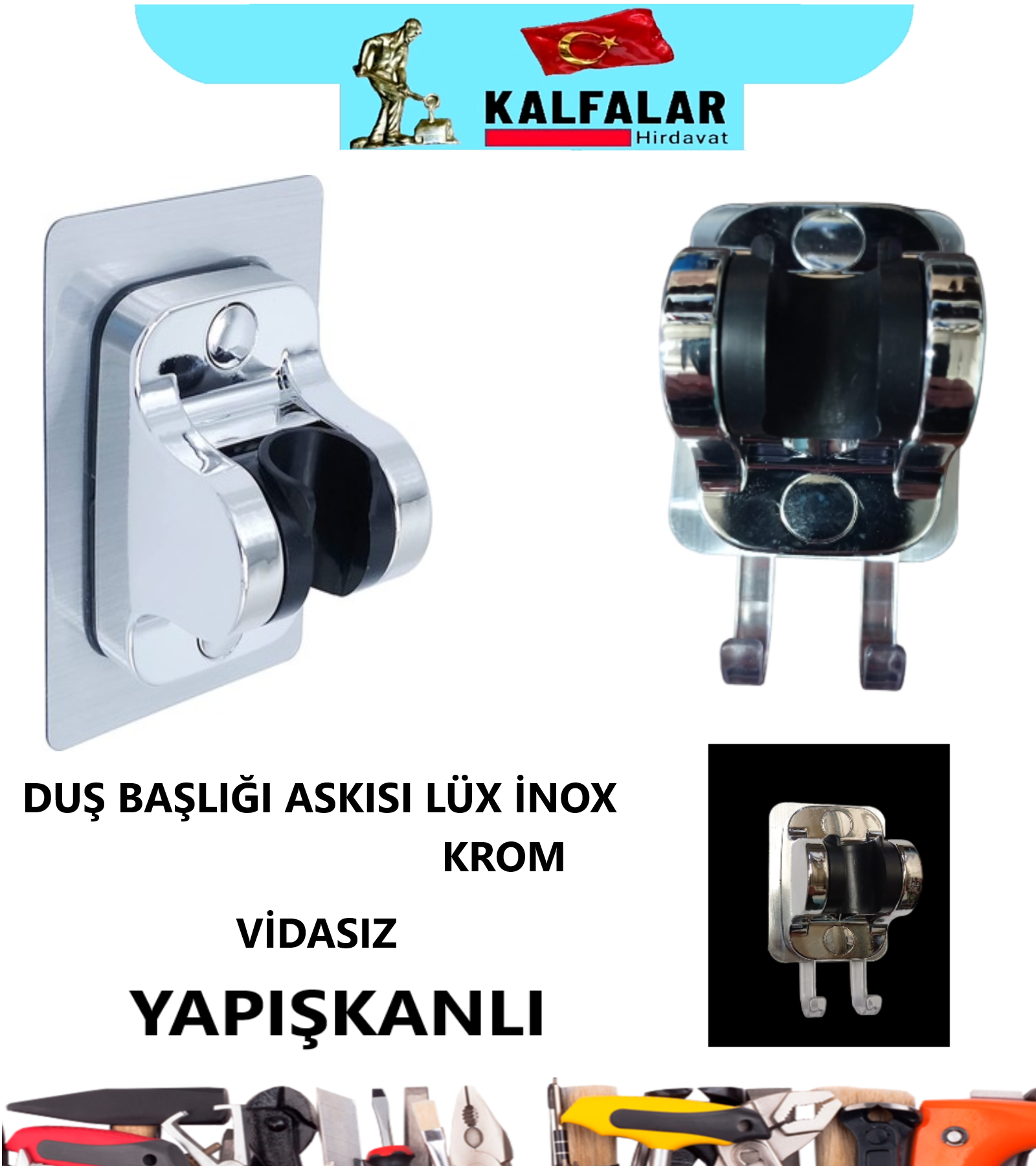 DUŞ BAŞLIĞI TUTUCU KROM LÜX ASKILI YAPIŞKANLI