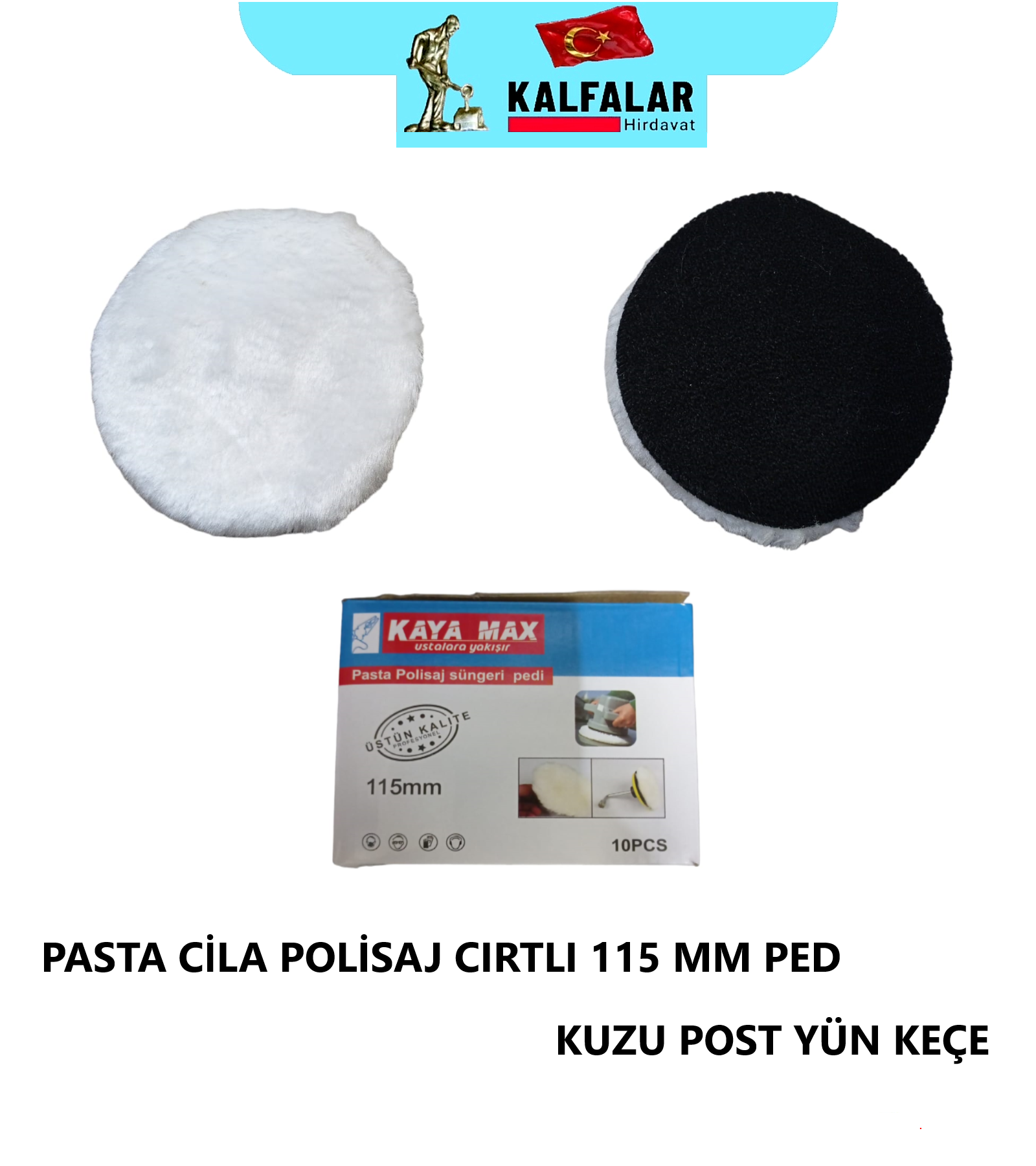 POLİSAJ CİLA PED CIRTLI YÜN KEÇE 115 MM 