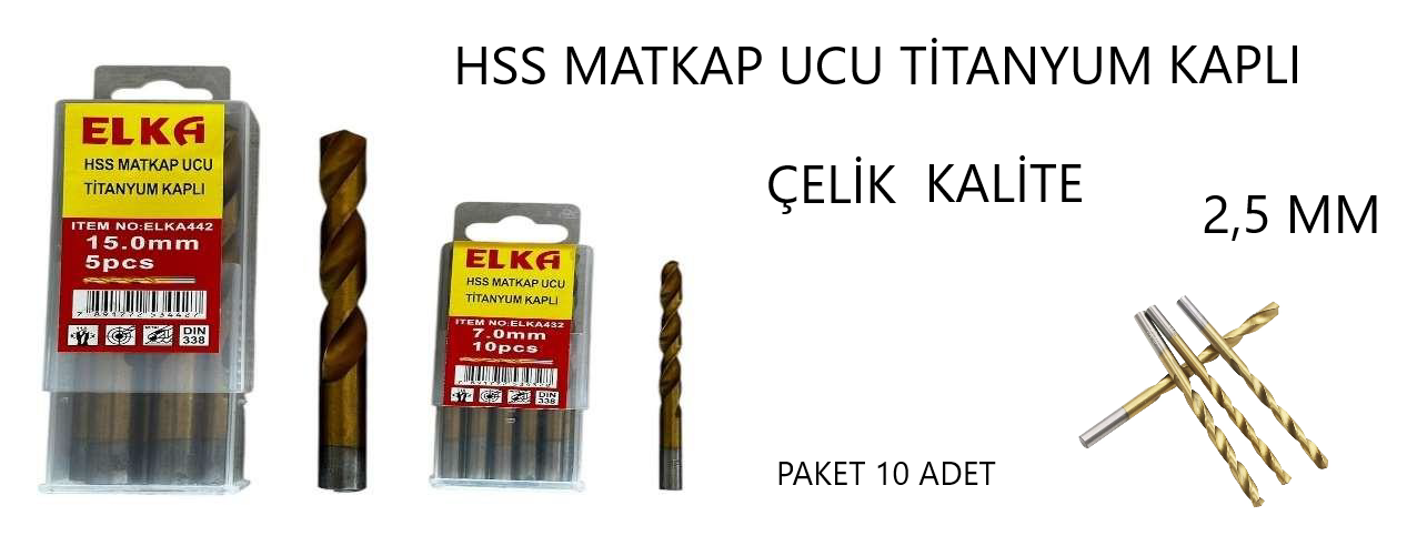 HSS MATKAP UCU TİTANYUM  KALİTE 2,5 MM