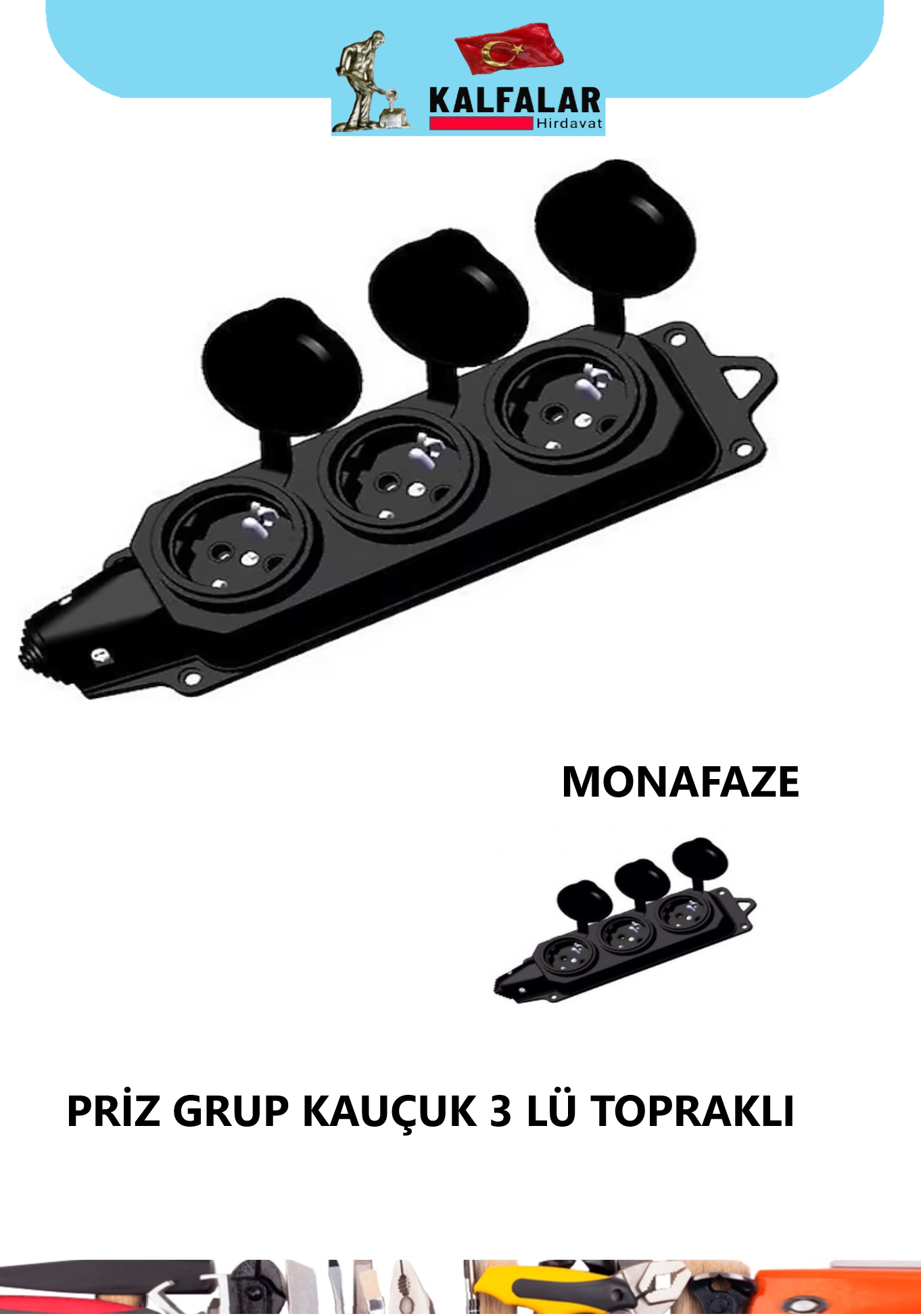 PRİZ GRUP 3 LÜ TOPRAKLI KAUCUK MONAFAZE 