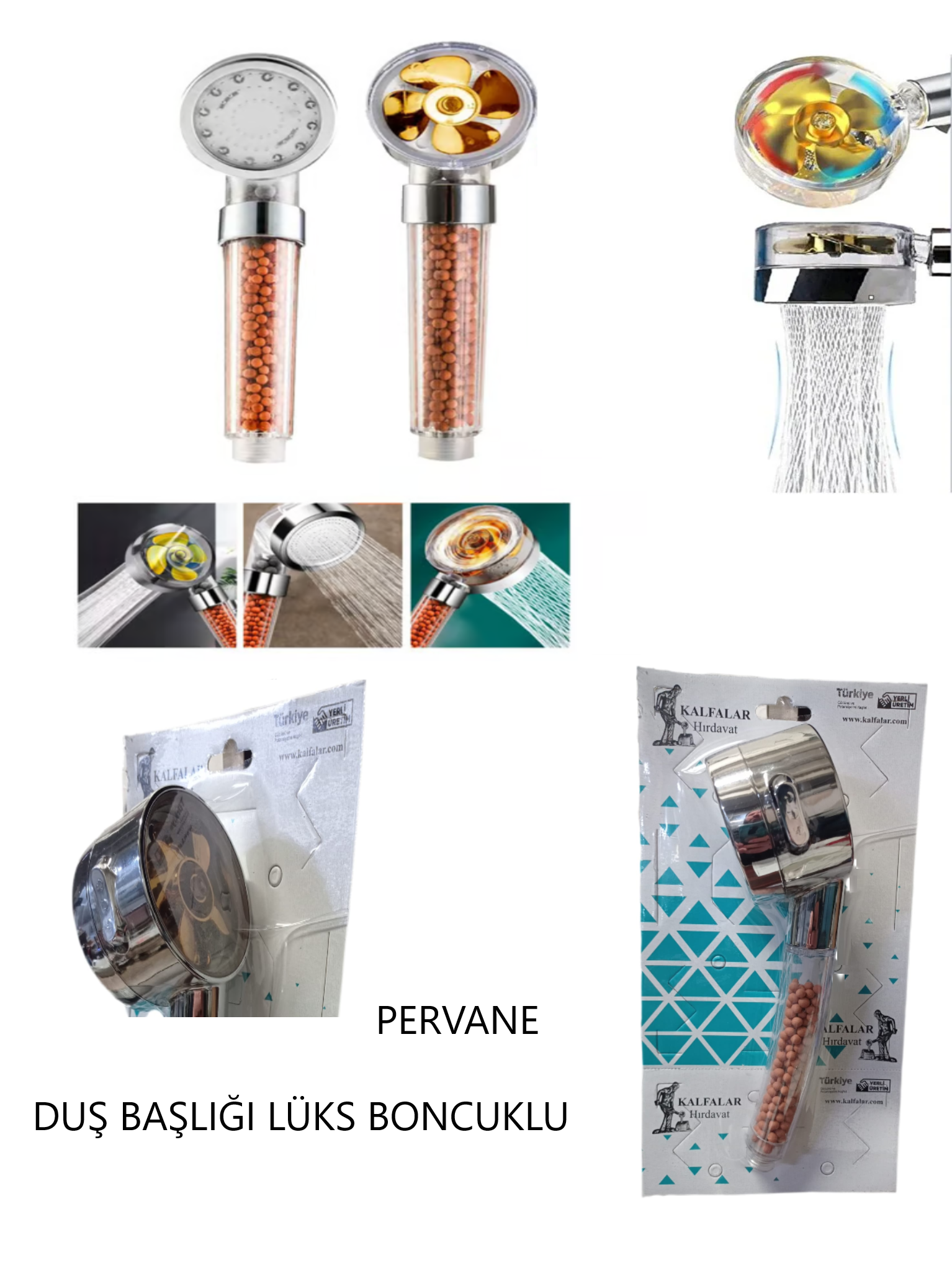 DUŞ BAŞLIĞI BONCUKLU PERVANE LÜKS KROM BÜYÜK KAFA BLİSTERLİ KALFA