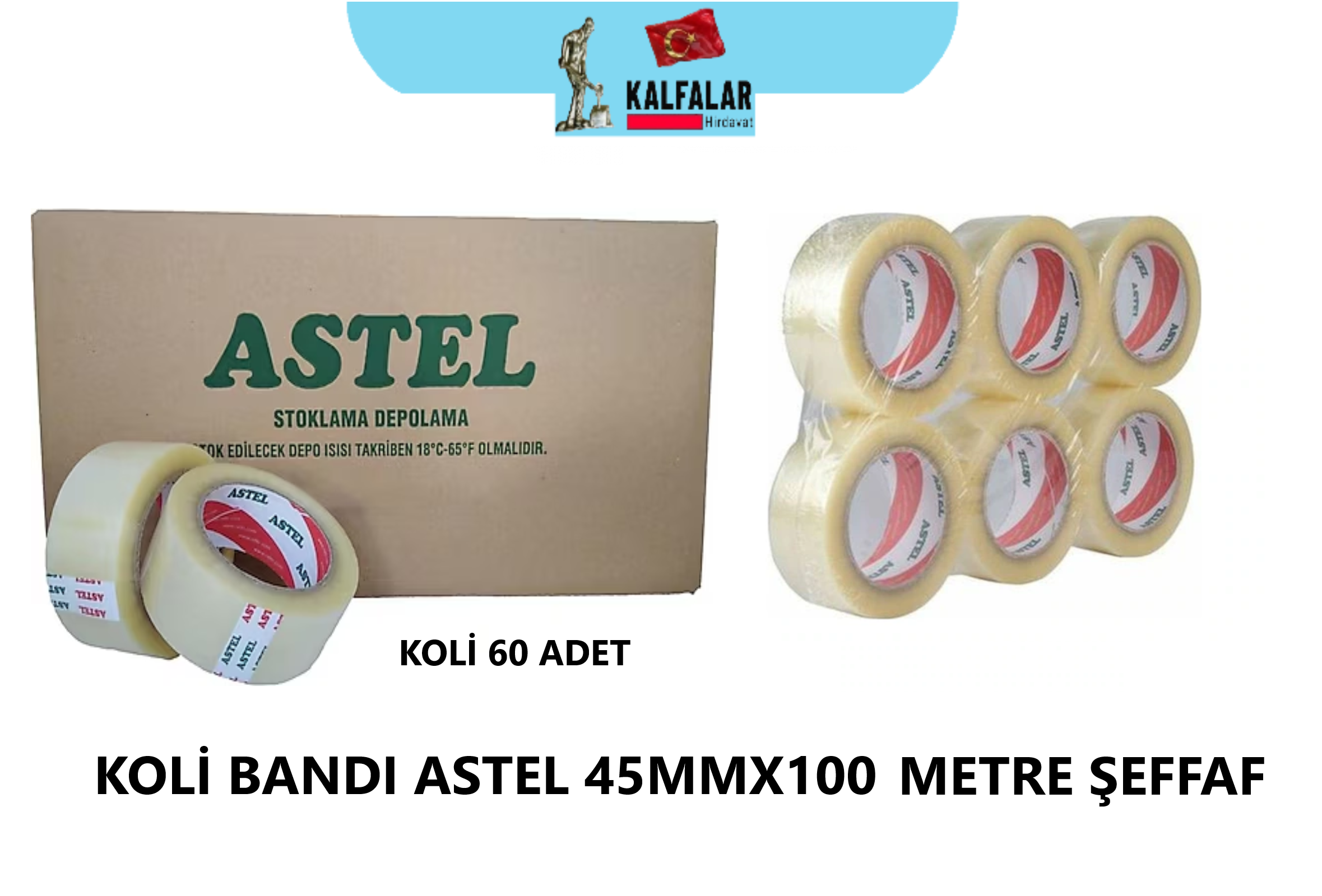 KOLİ BANDI ASTEL 45MMX100 METRE ŞEFFAF 