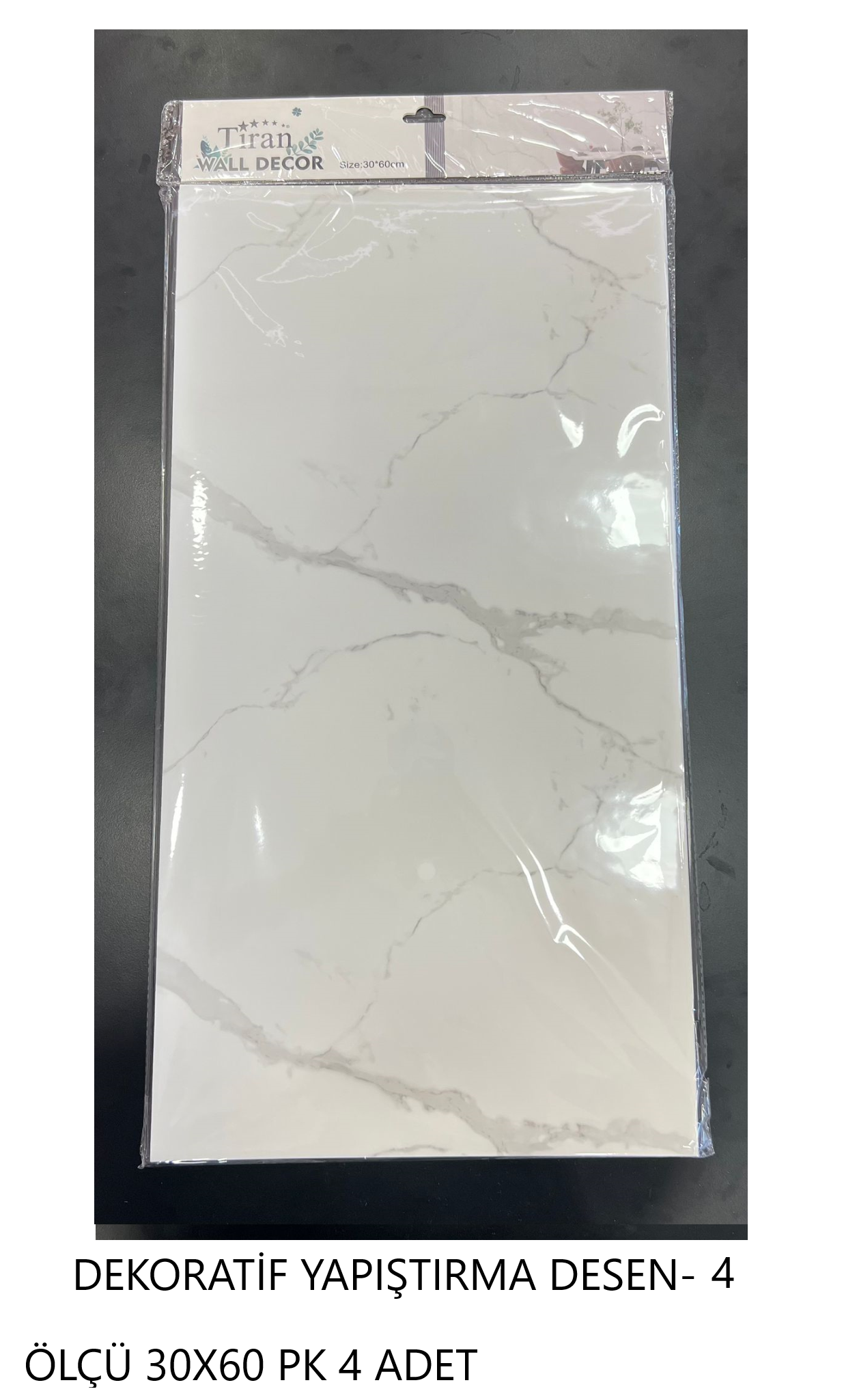 DEKORATİF YAPIŞTIRMA AÇIK MERMER DESEN-4 ÖLÇÜ 30X60 PK 4 ADET 