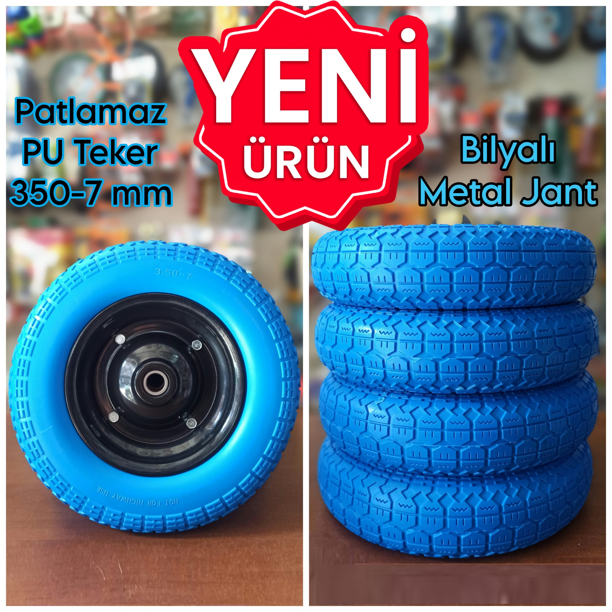 EL ARABASI TEKER PU BİLYALI ÇELİK JANT PATLAMAZ PK 5 ADET