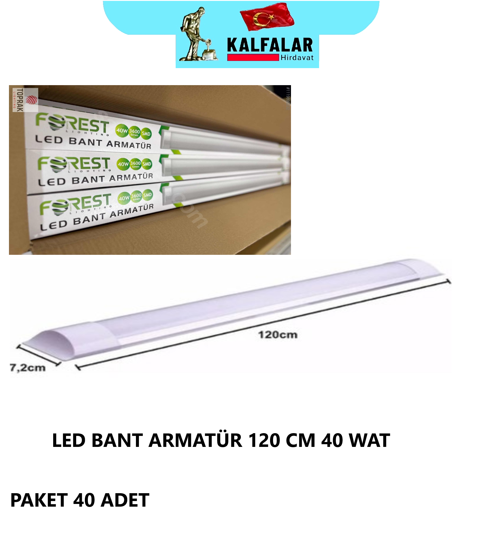 LED BANT ARMATÜR 120 CM 40 WAT 