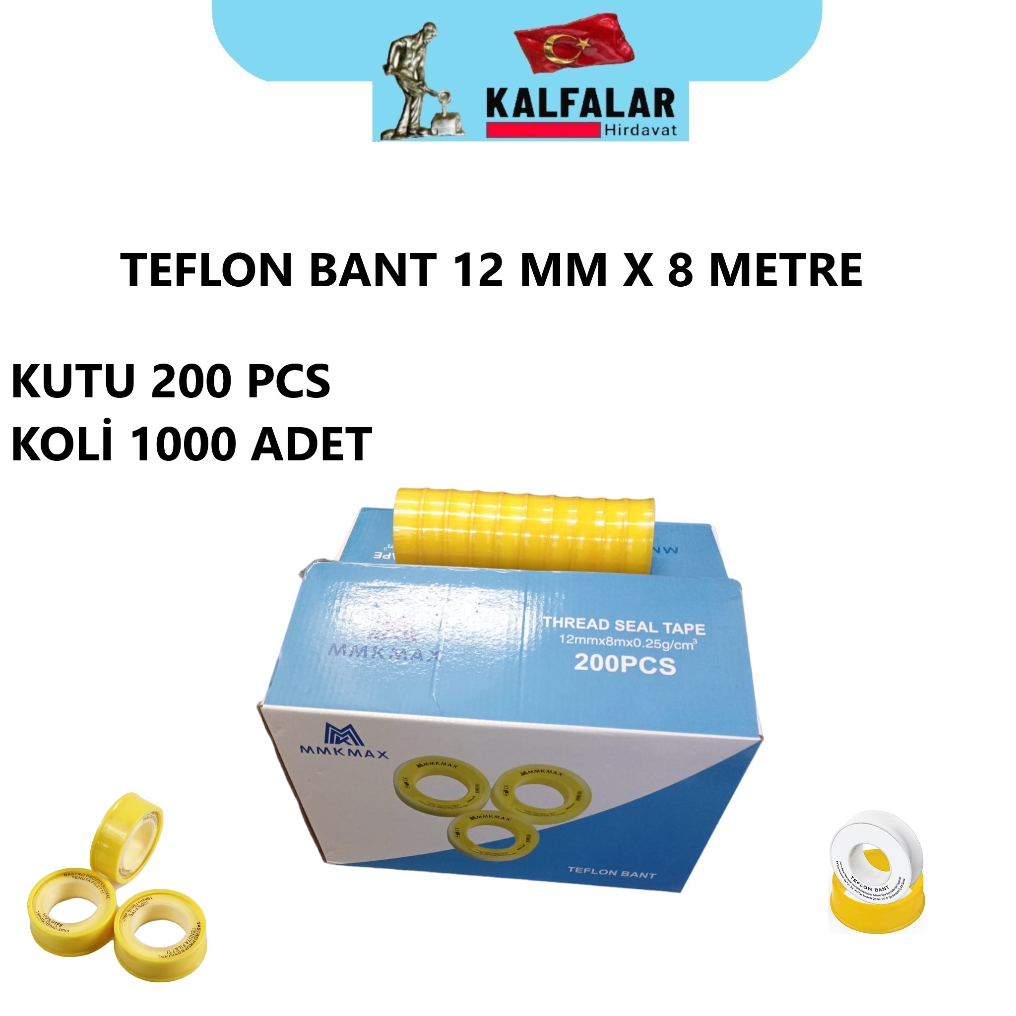 TEFLON BANT KÜÇÜK MMK -MAX 12MMX8 METRE 