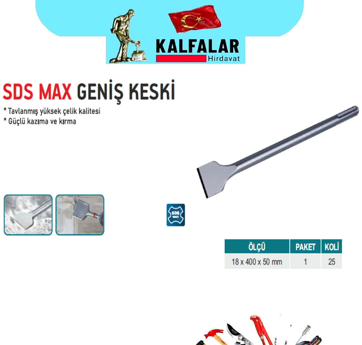 SDS MAX GENİŞ KESKİ 18X400X25 MM
