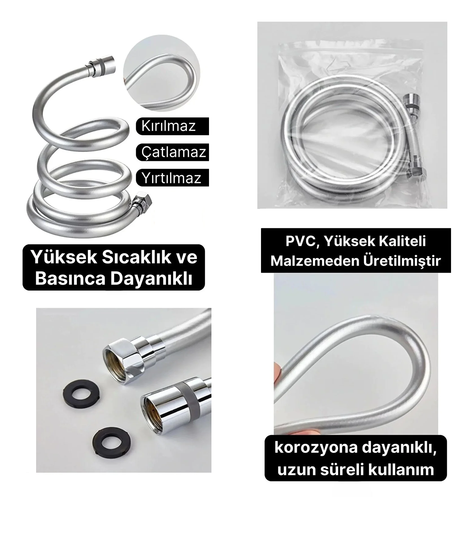 DUŞ HORTUMU PVC GRİ LÜKS 