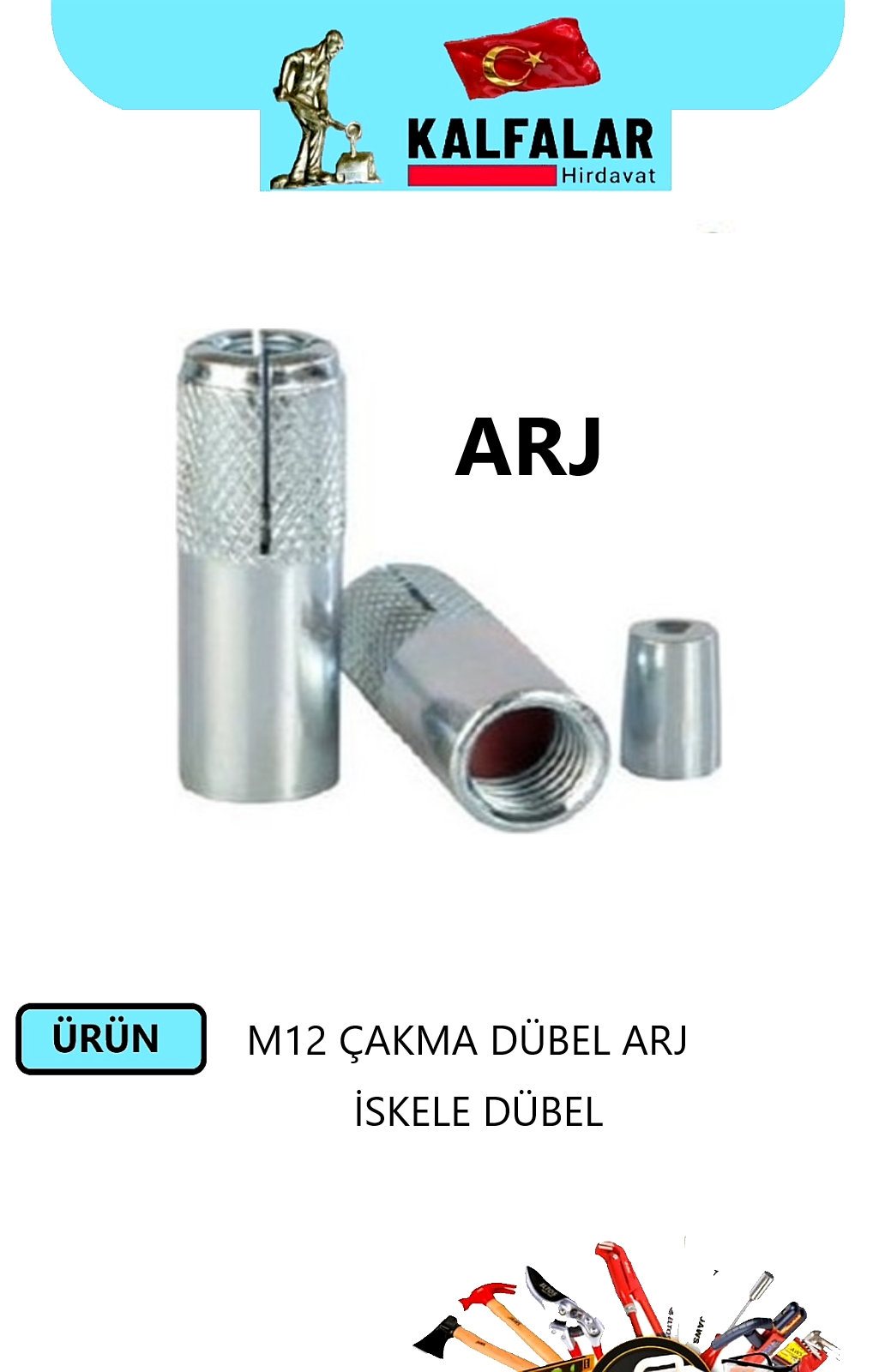ÇELİK DÜBEL ÇAKMA M12 İSKELE DÜBELİ 
