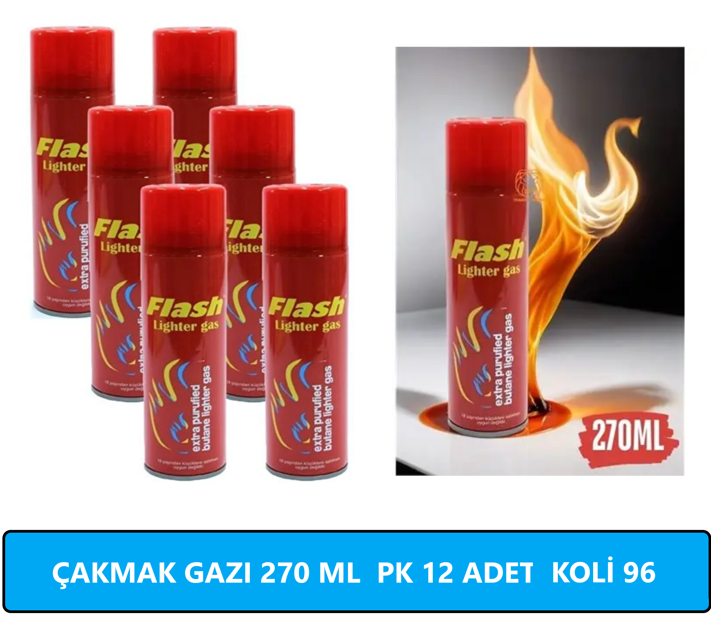 ÇAKMAK GAZI 270 ML FLAŞ PK 12 ADET