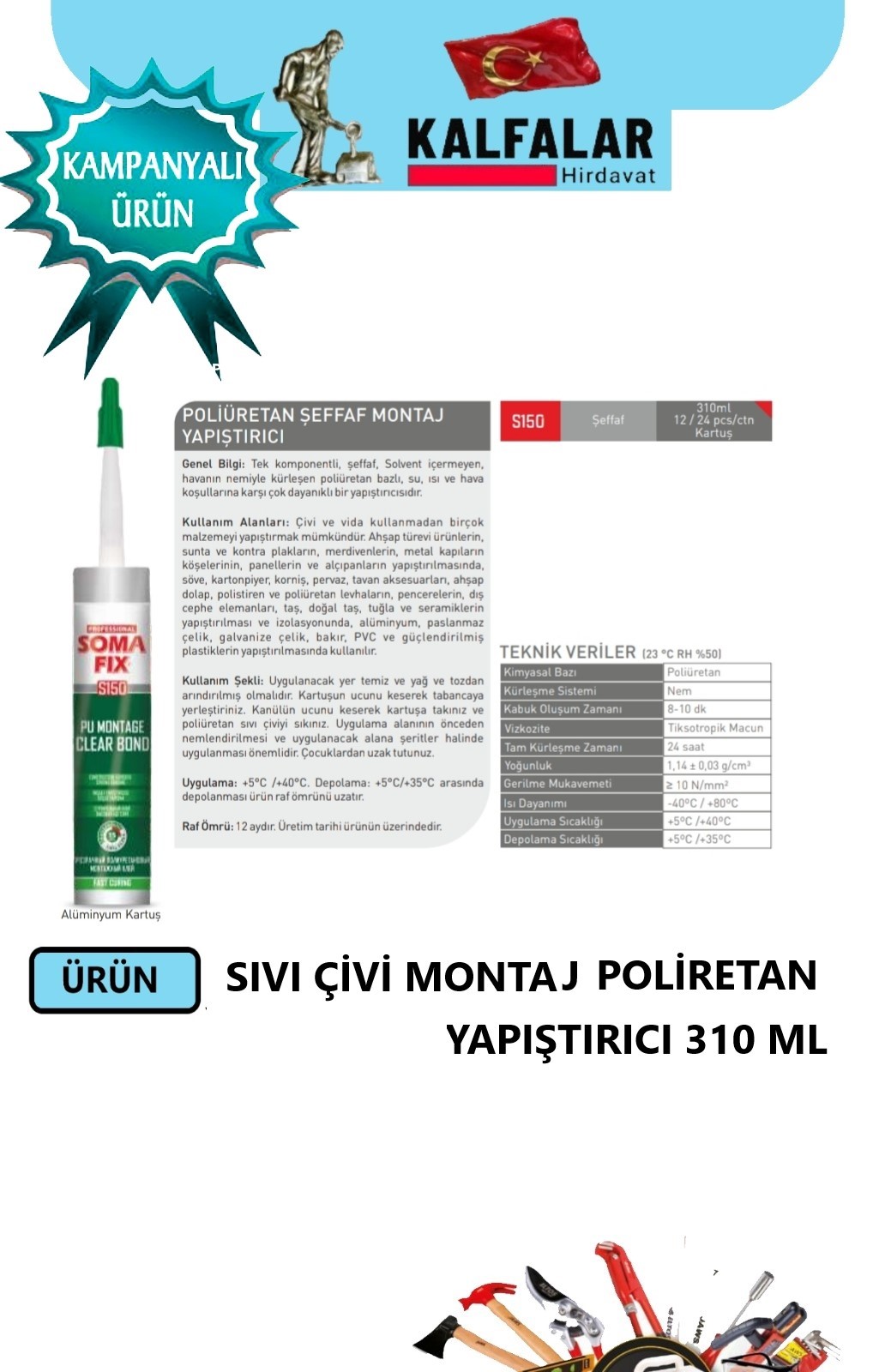 SIVI ÇİVİ POLİRETAN 310 ML ŞEFFAF  SOMAFİX