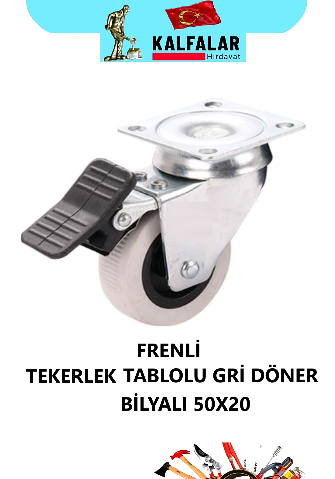 TEKERLEK TABLOLU FRENLİ 50X20 GRİ DÖNER BİLYALI