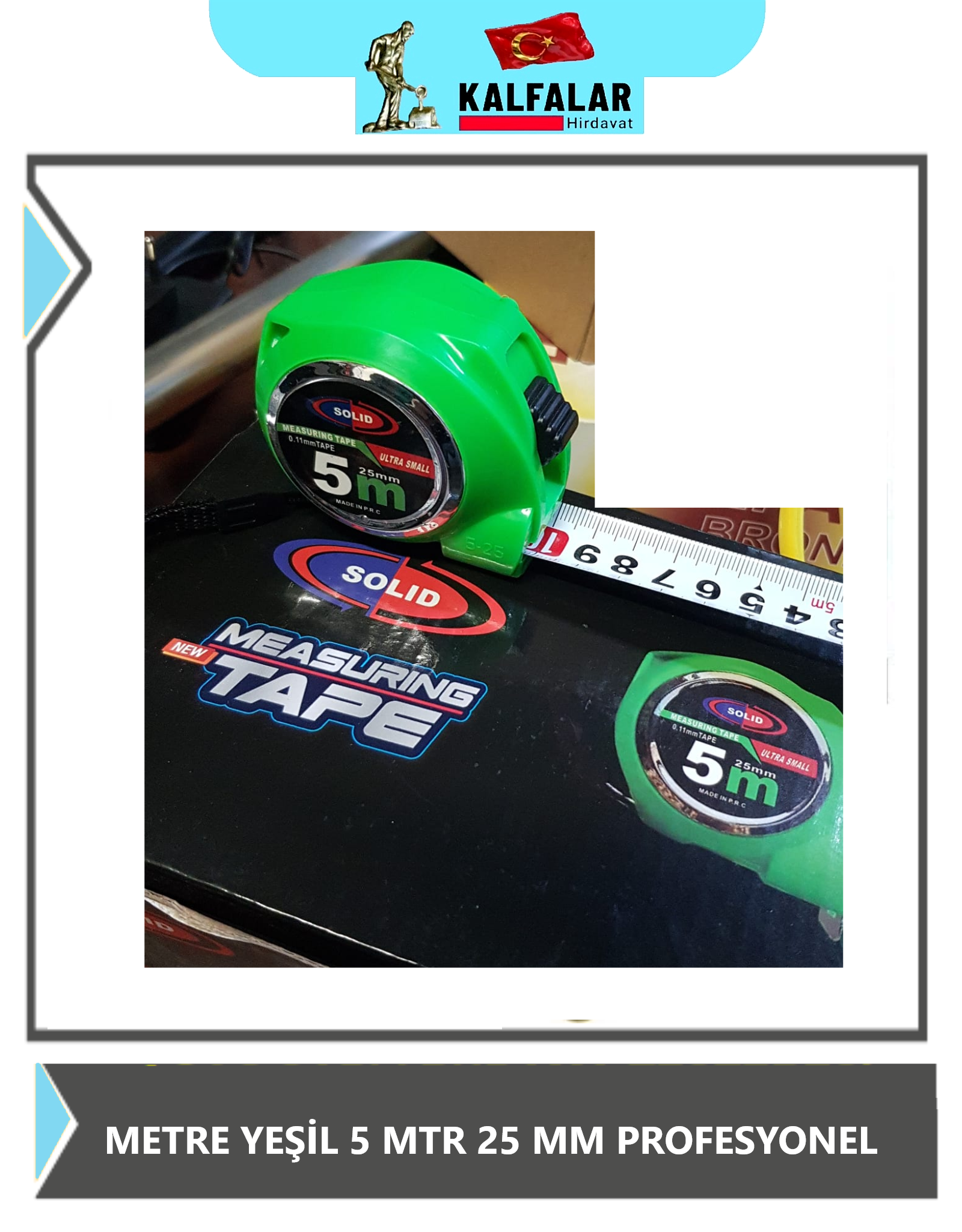 METRE YEŞİL ÇELİK SOLİD 25 MMX5 METRE PROFESYONEL