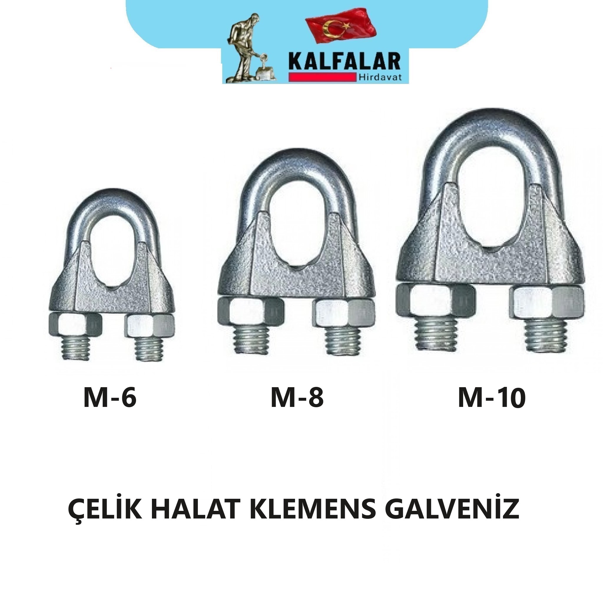 ÇELİK HALAT KLEMENS GALVENİZ ÖLÇÜ M-10