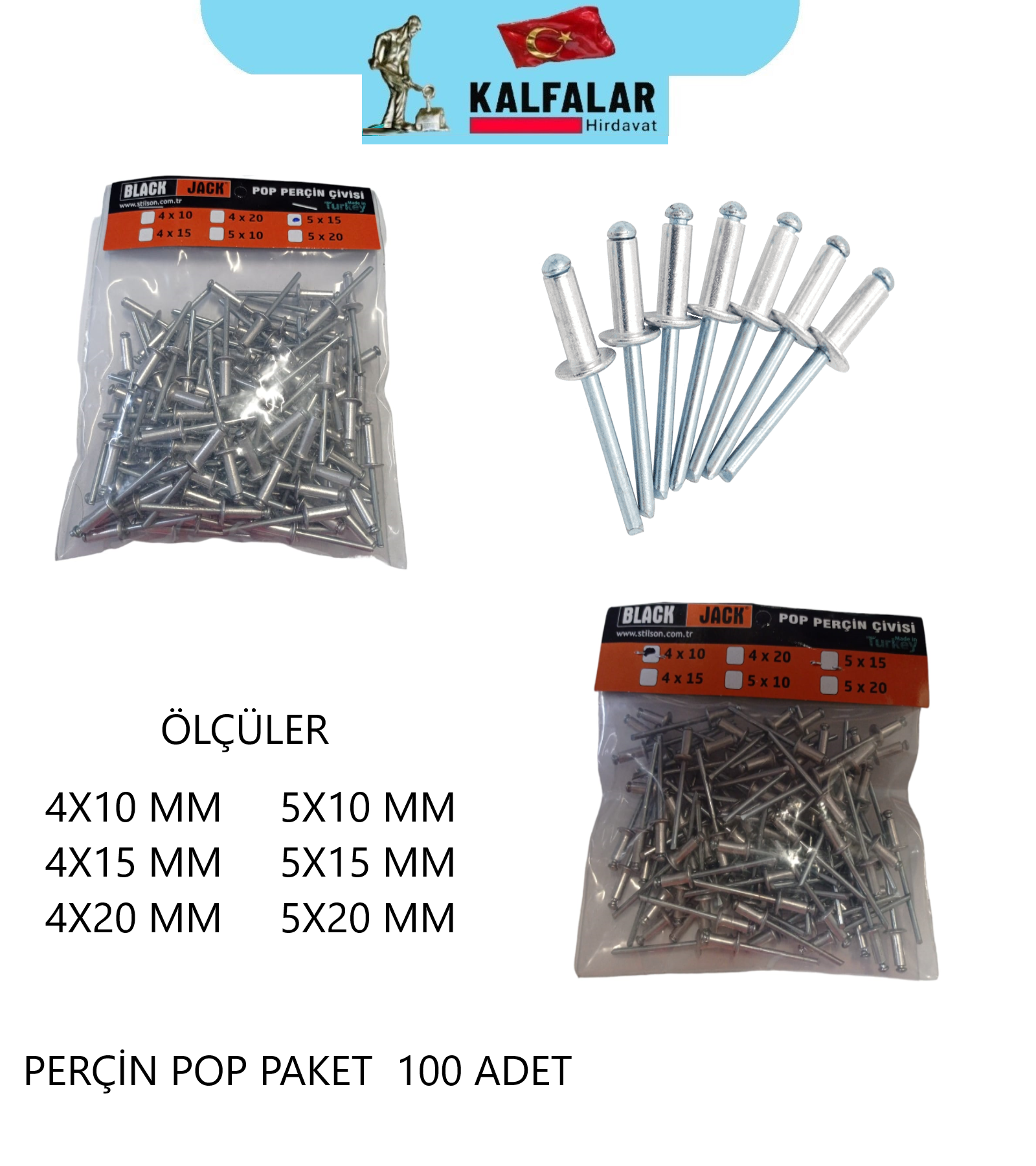 PERÇİN POP 5X20  PAKET 100 ADET