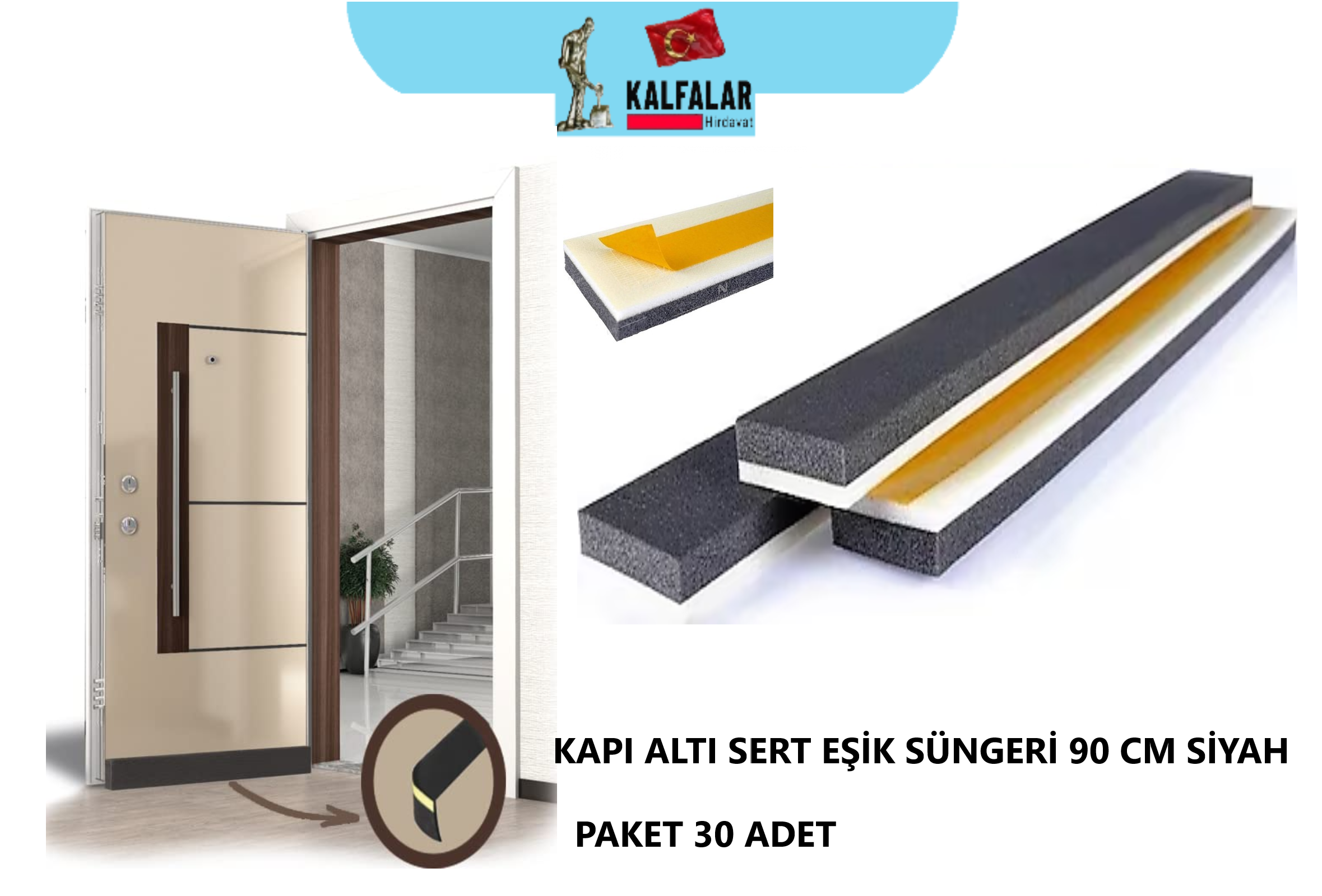 KAPI ALTI EŞİK SÜNGERİ SERT SİYAH 90 CM