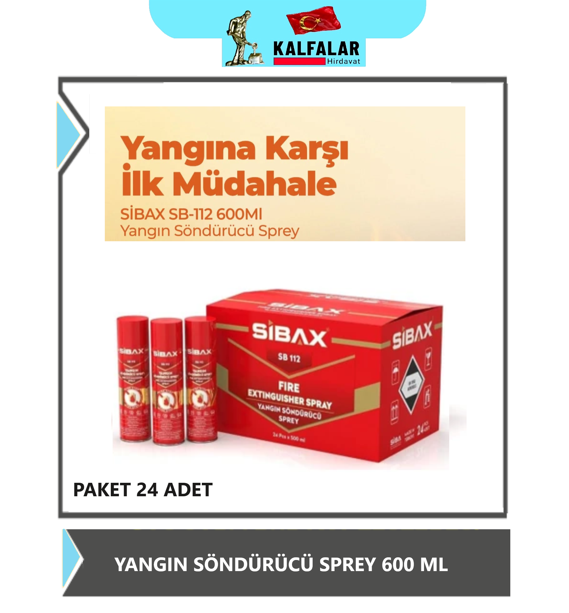 YANGIN SÖNDÜRÜCÜ SPREY 600 ML SB112 PK 24 