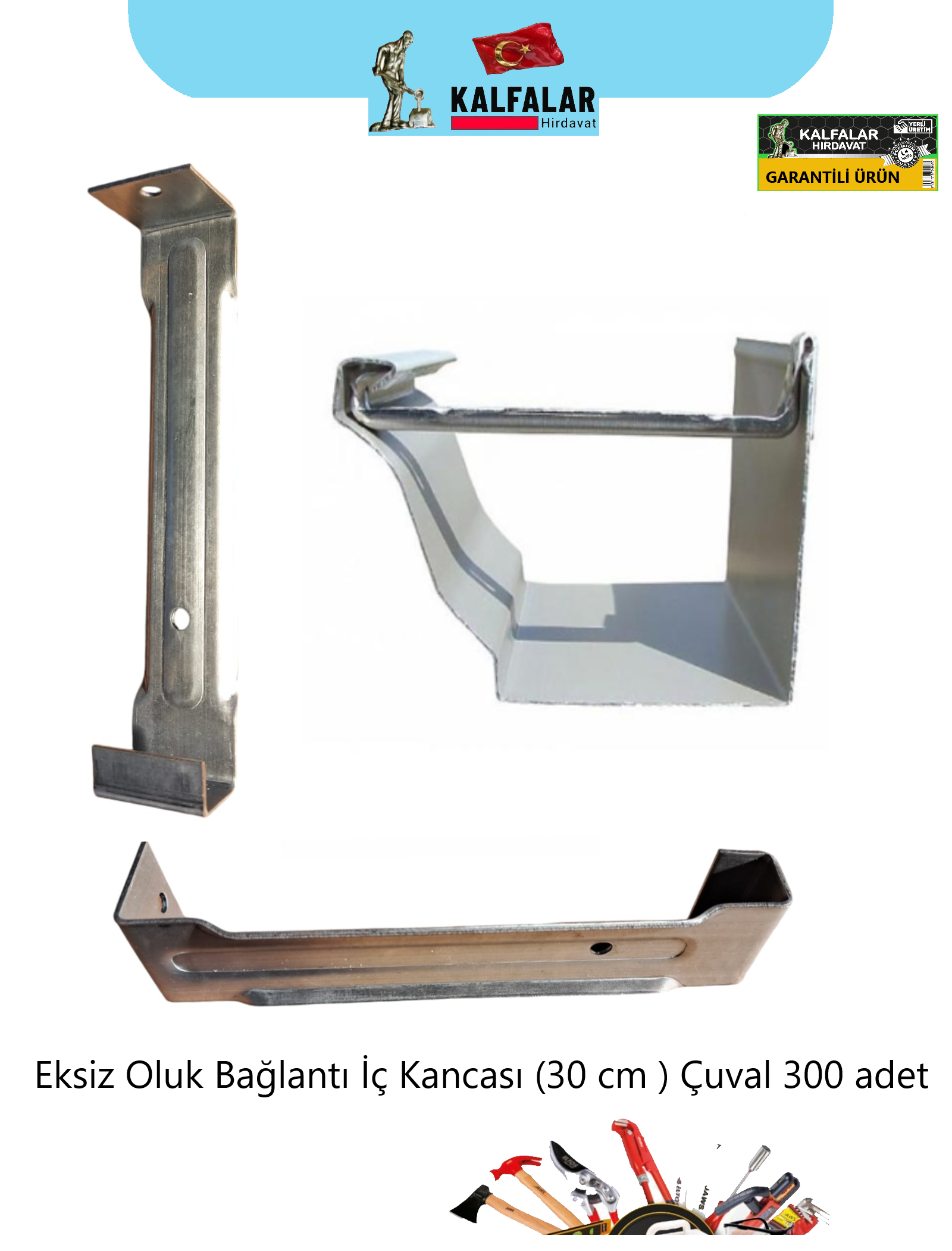 EKSİZ OLUK BAĞLANTI İÇ SACI 30 CM 1,5MM GALVENİZ KAPLI