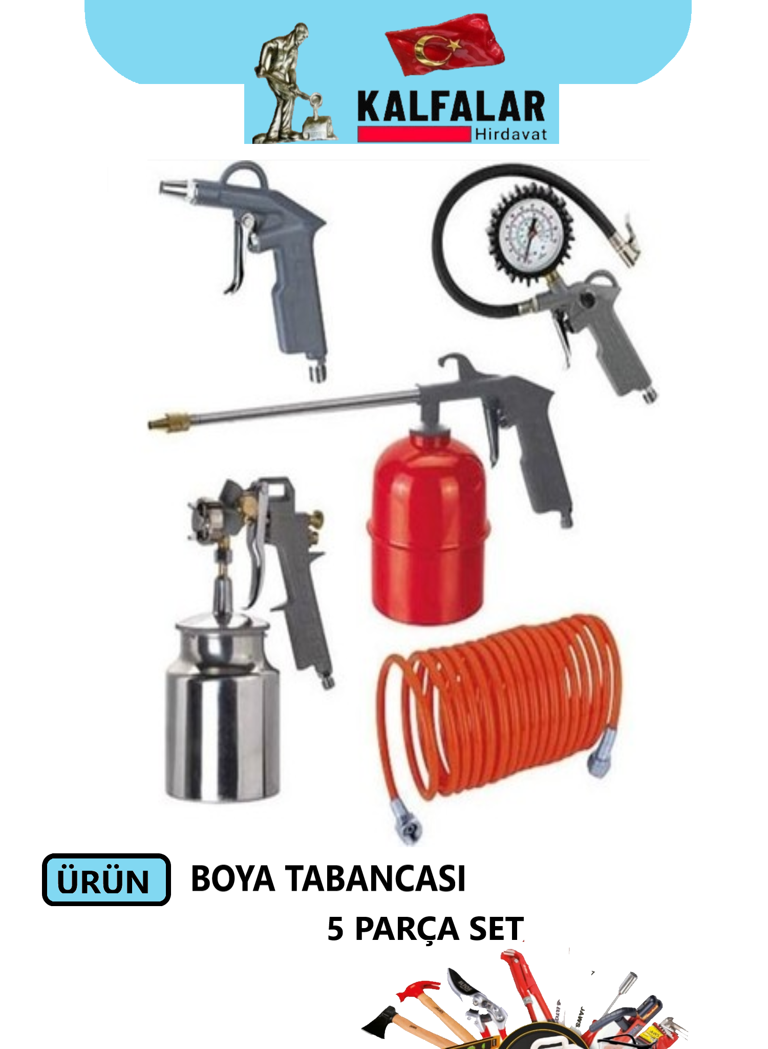 BOYA TABANCASI HAVALI ALET SET 5 PARÇA EMKA