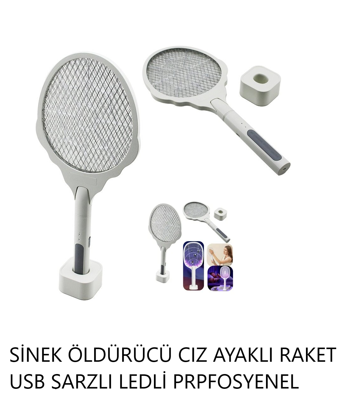 SİNEK ÖLDÜRÜCÜ CIZ AYAKLI RAKET USB ŞARZLI LEDLİ PRPFOSYENEL