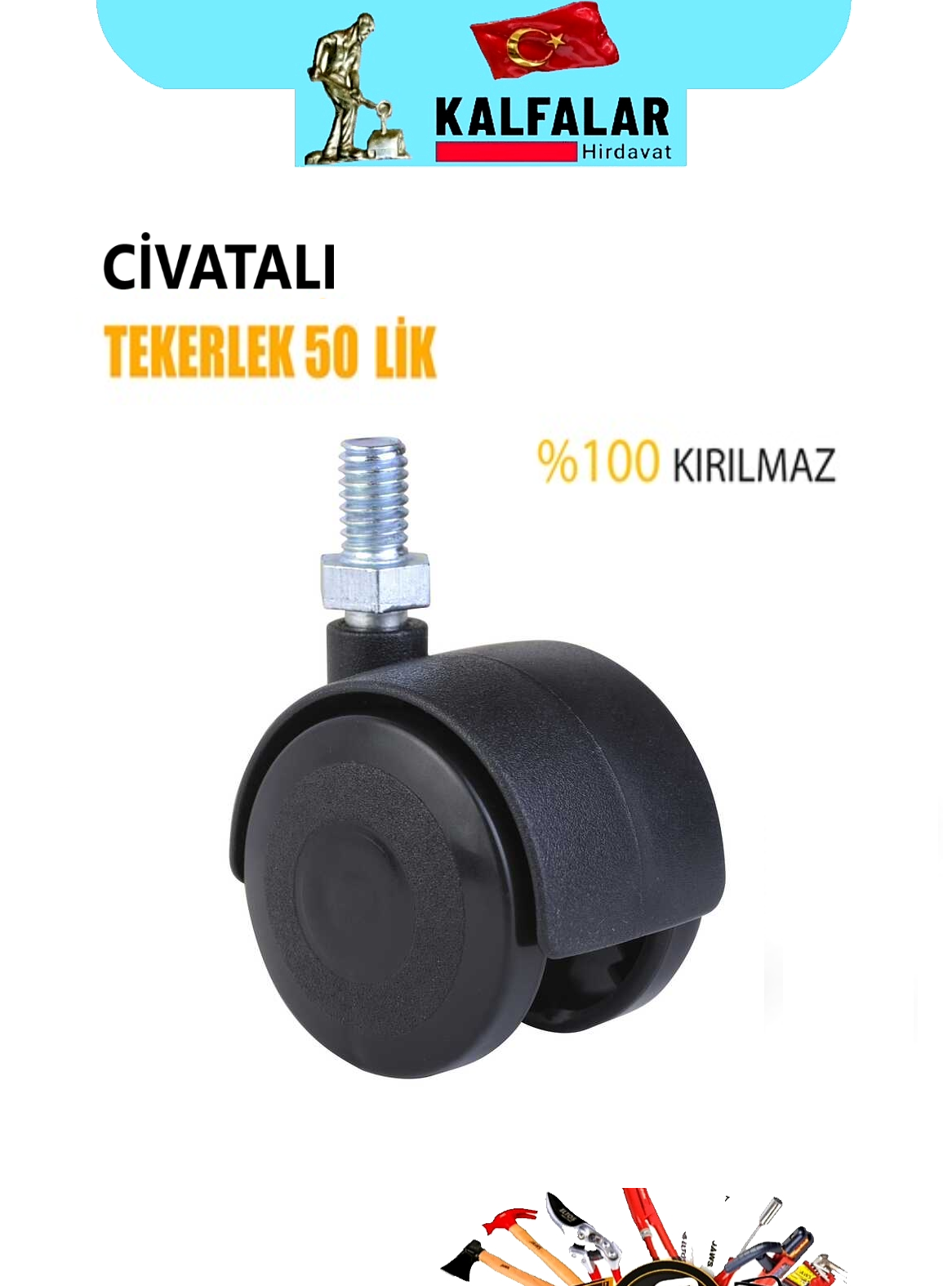 TEKERLEK 50 LİK 3/8 CİVATALI SİYAH