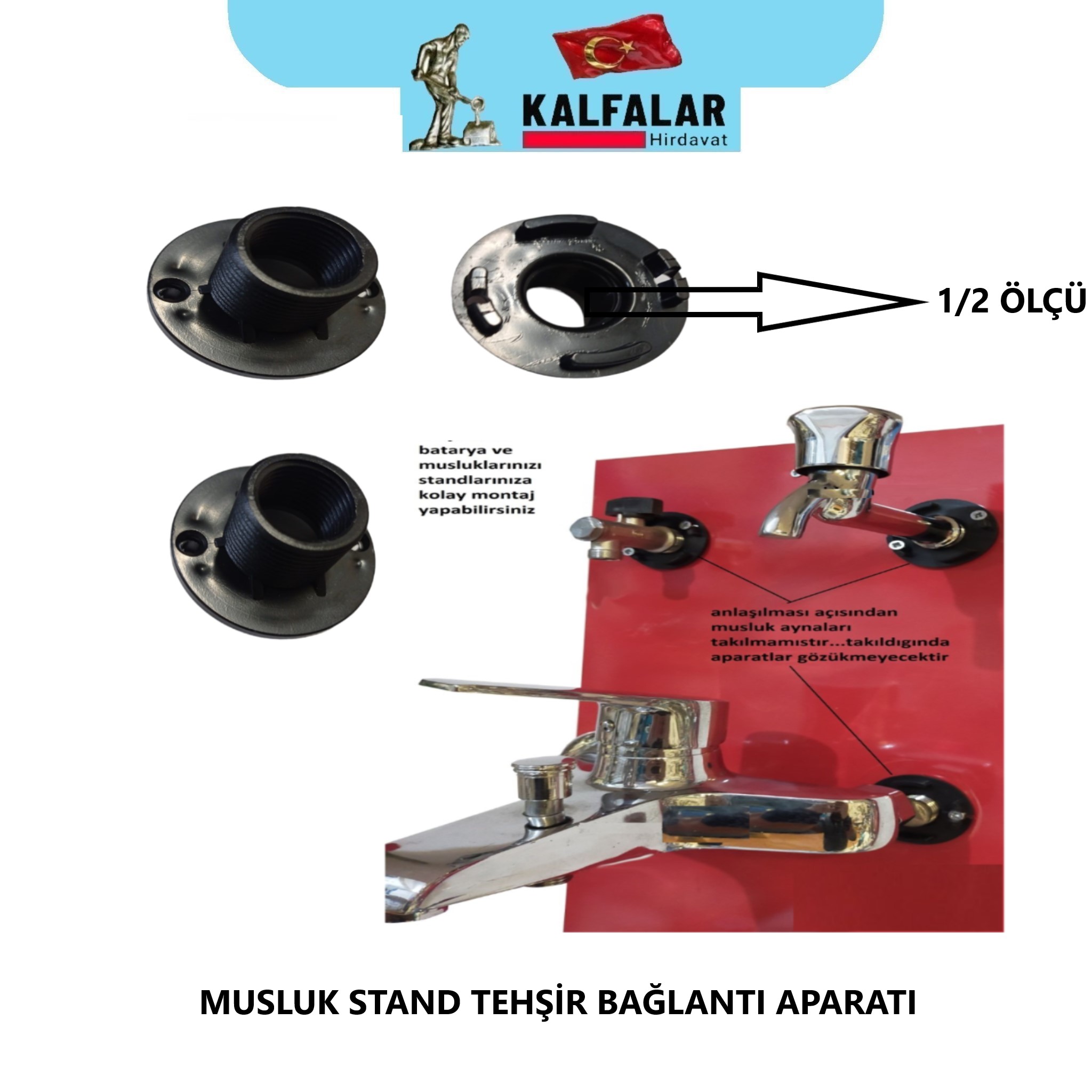 MUSLUK BAĞLANTI STAND TEHŞİR APARATI PLASTİK 1/2 İÇ
