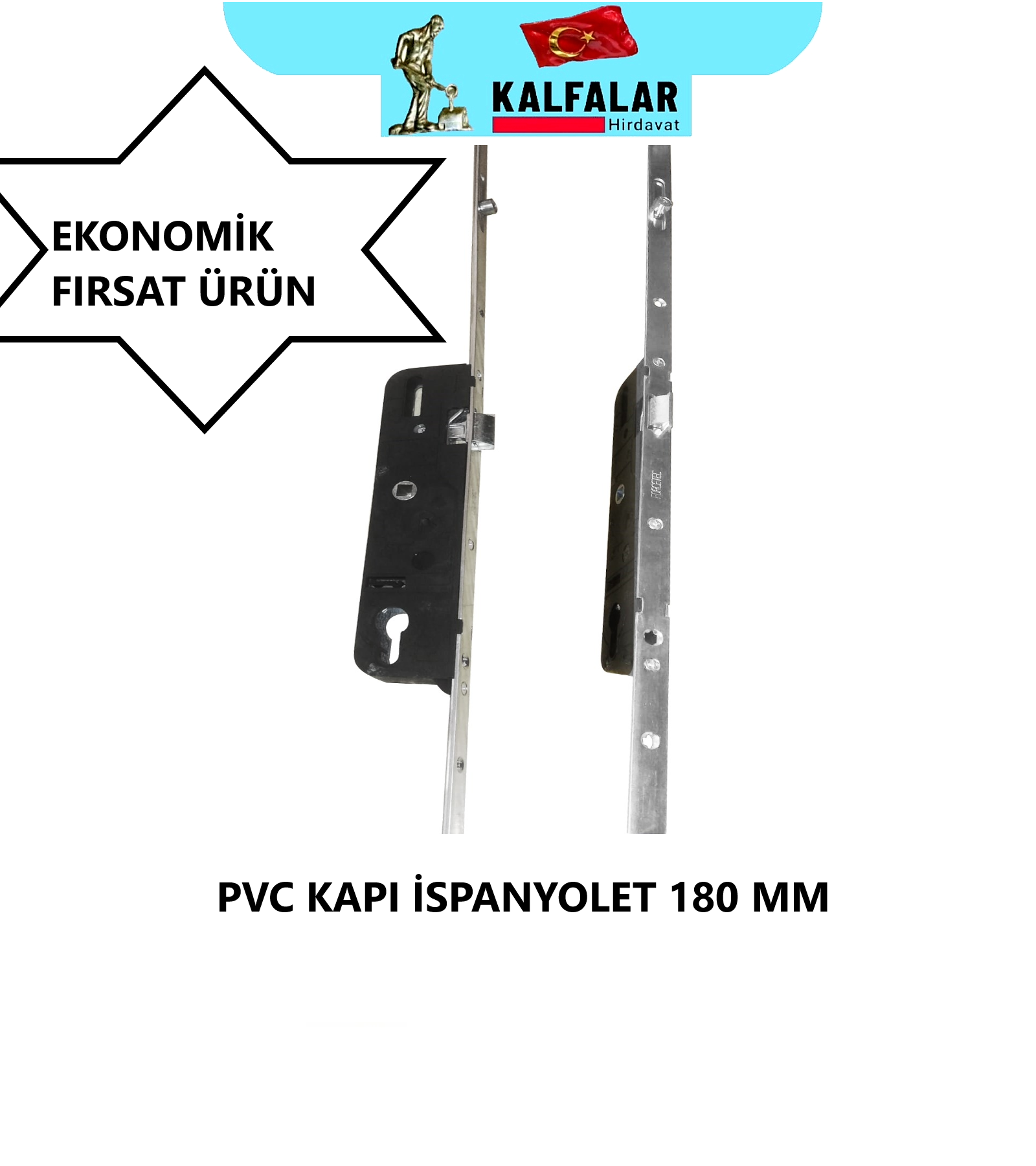 PVC İSPANYOLET KAPI 180 MM KİLİTLİ BARELSİZ EKO 