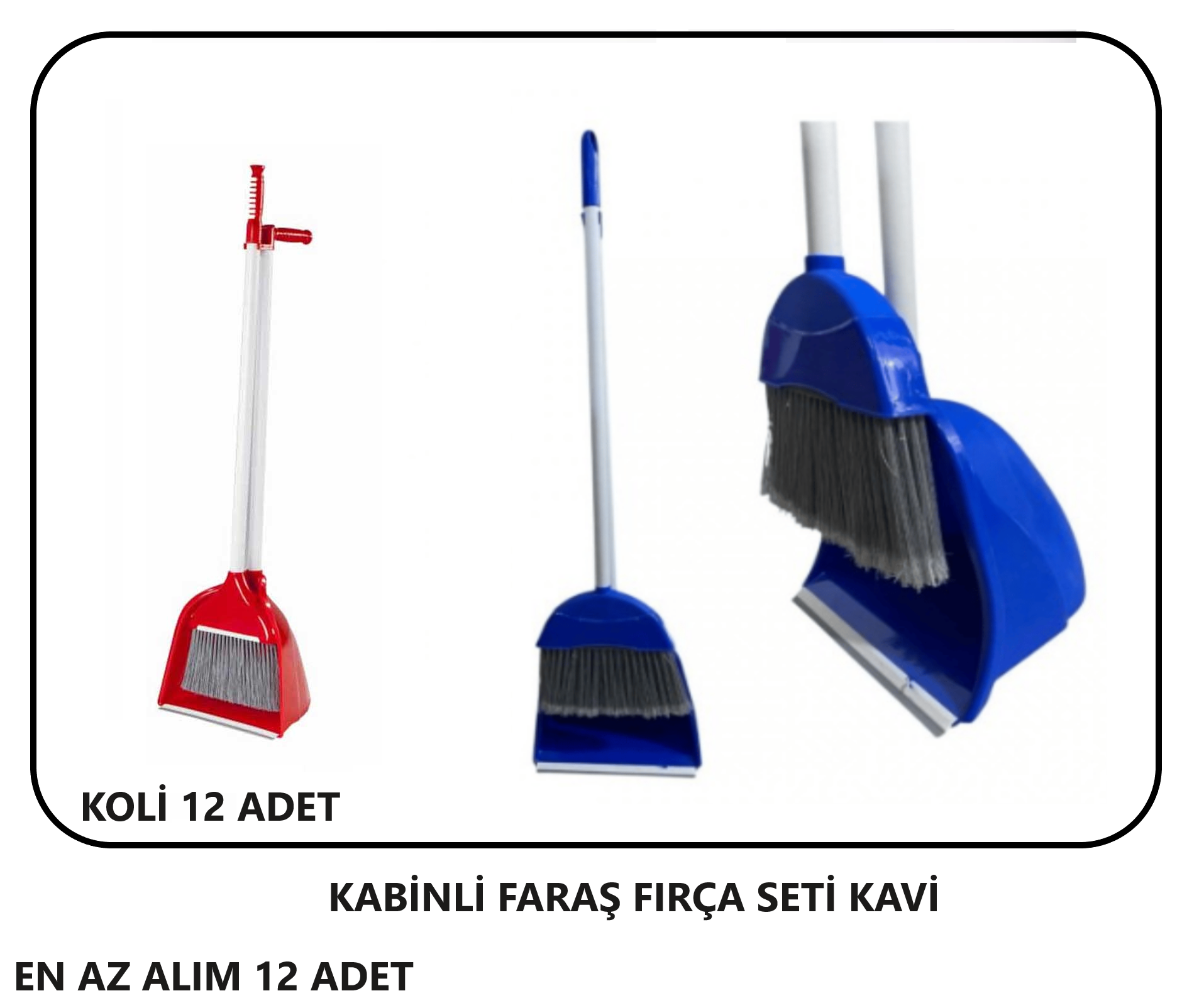 KABİNLİ FARAŞ FIRÇA SETİ KAVİ PK 12 ADET