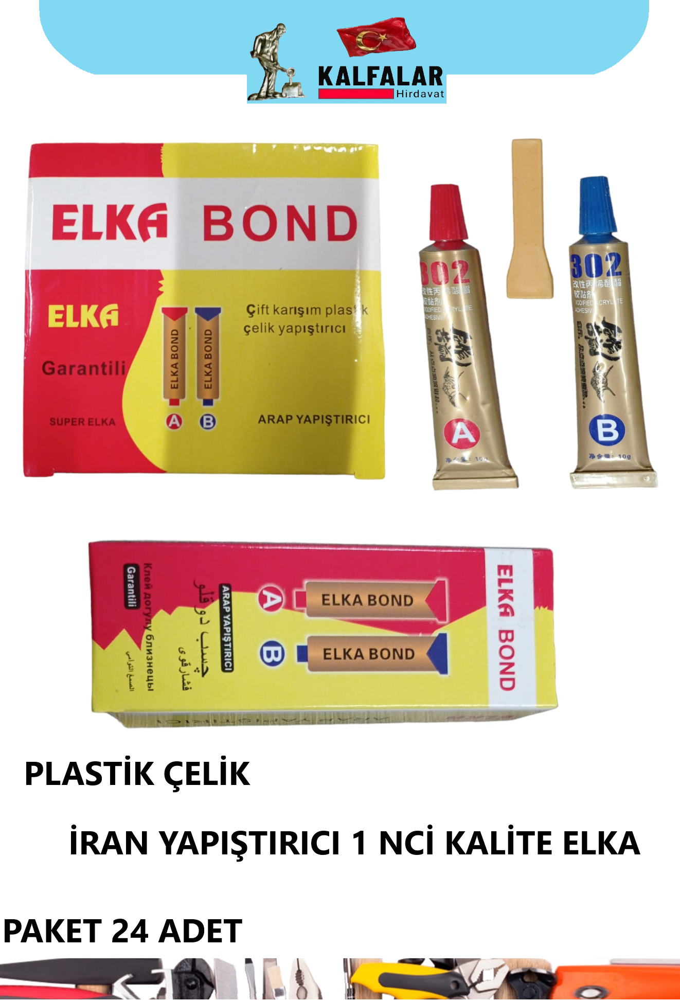 İRAN YAPIŞTIRICI PLASTİK ÇELİK ELKA 1 NCİ KALİTE 24 PCS