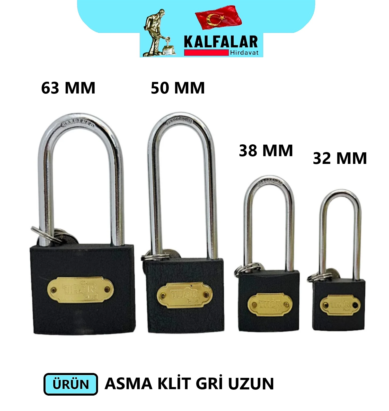 ASMA KİLİT UZUN GRİ 63 MM 