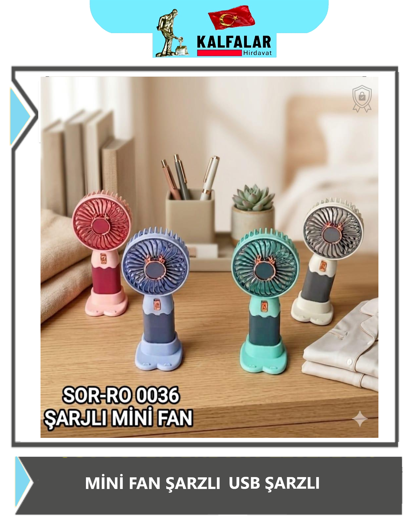 MİNİ FAN PERVANE SOR-RO 0036 USB ŞARZLI