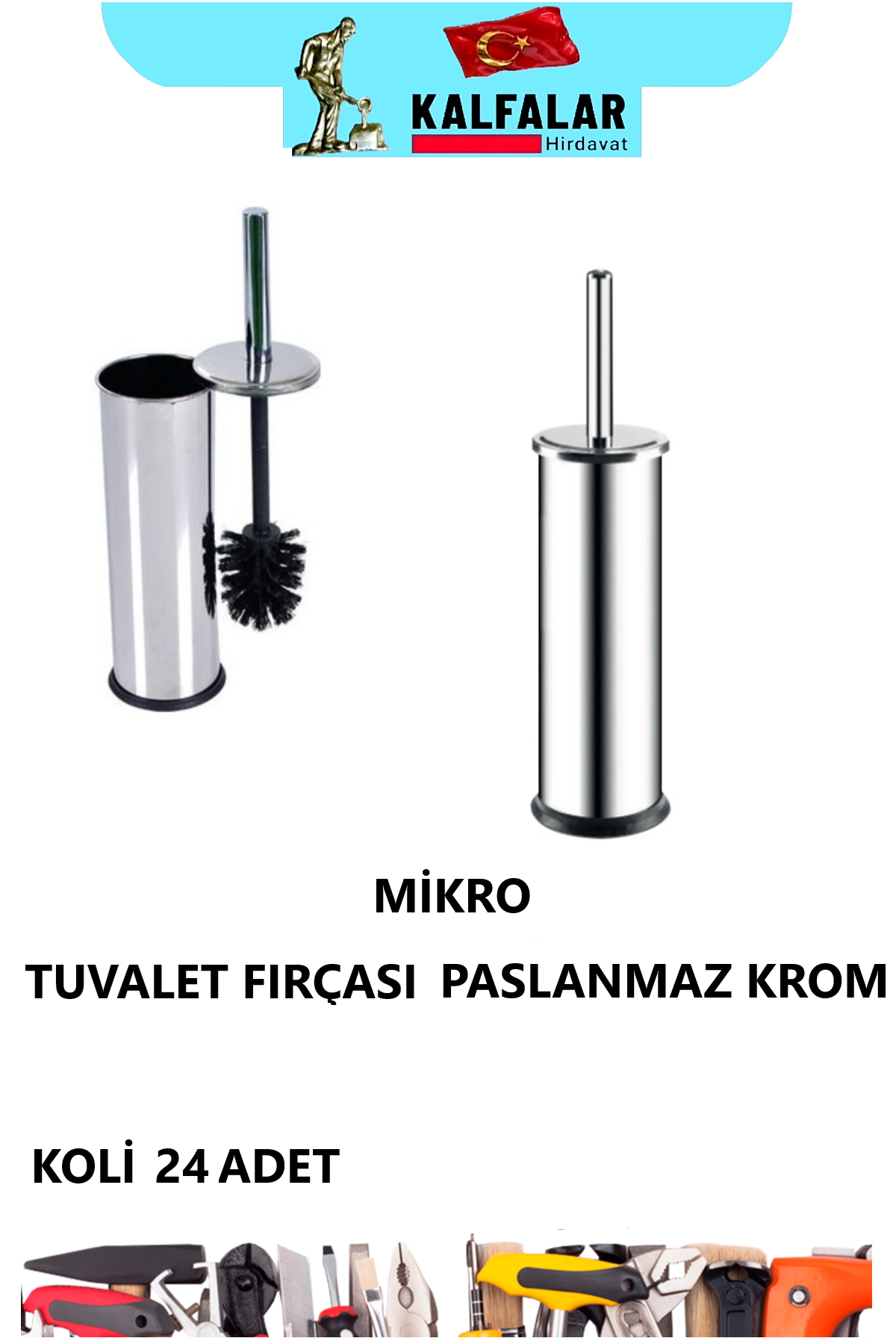 WC FIRÇASI PASLANMAZ KROM  MİKRO
