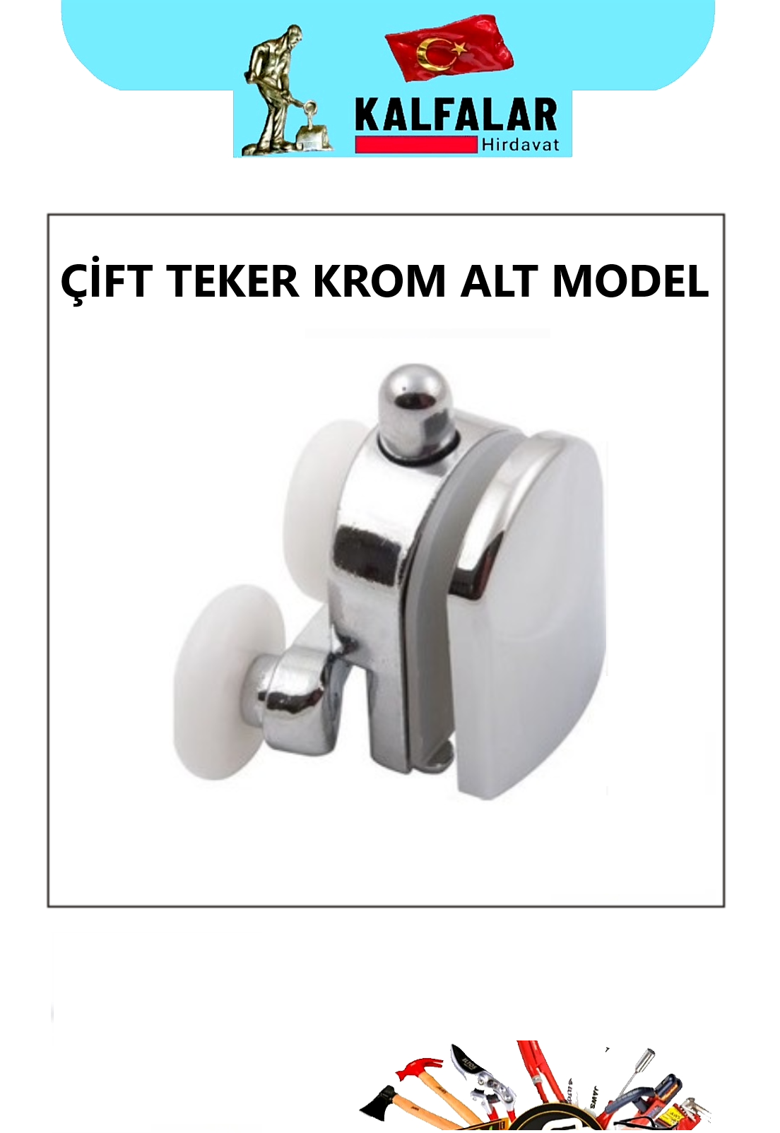 DUŞ TEKER KABİN ÇİFT ALT TEKER KROM 