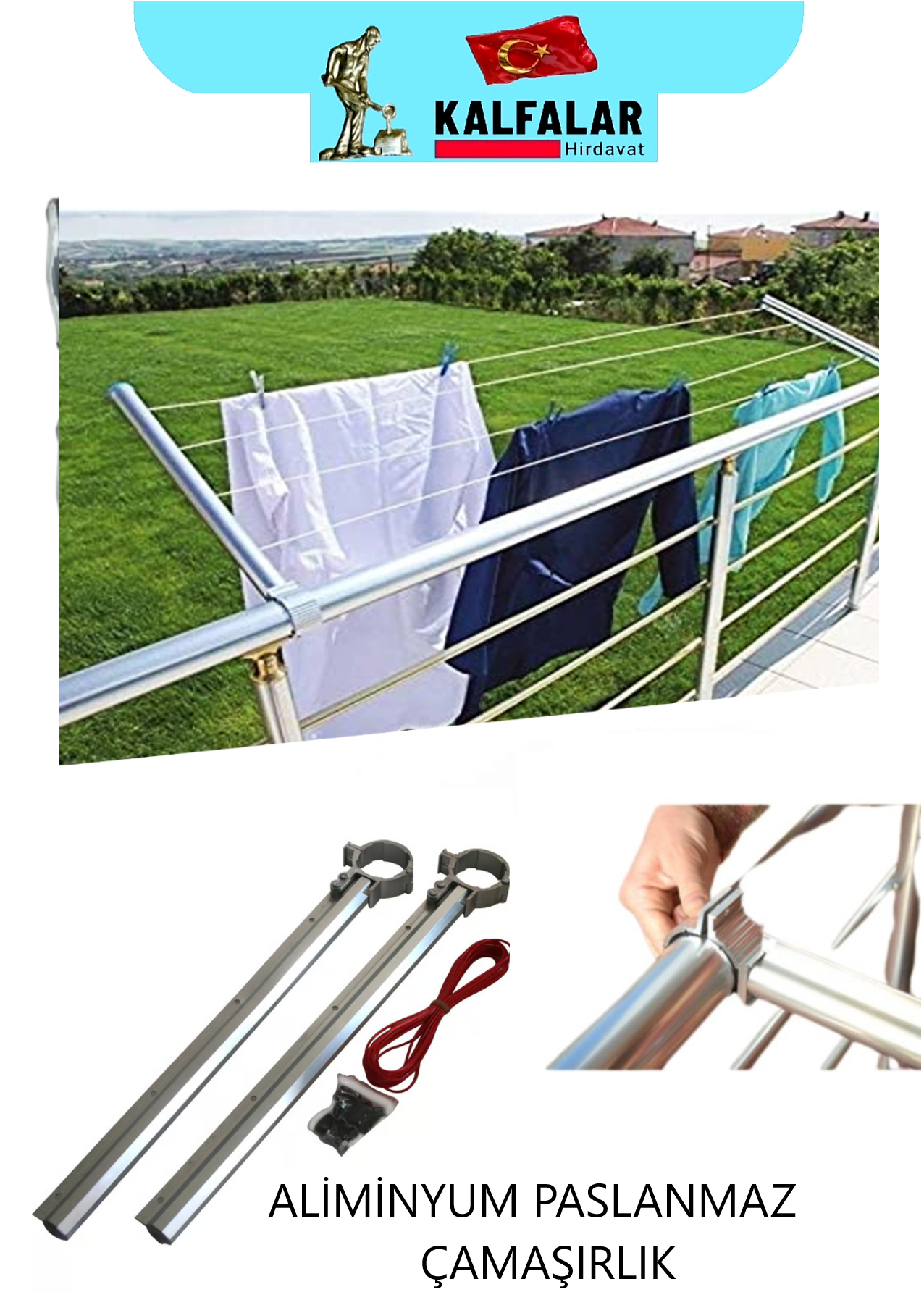 ÇAMAŞIRLIK ALM BALKON KURUTMALIK ELOKSAL 1. KALİTE